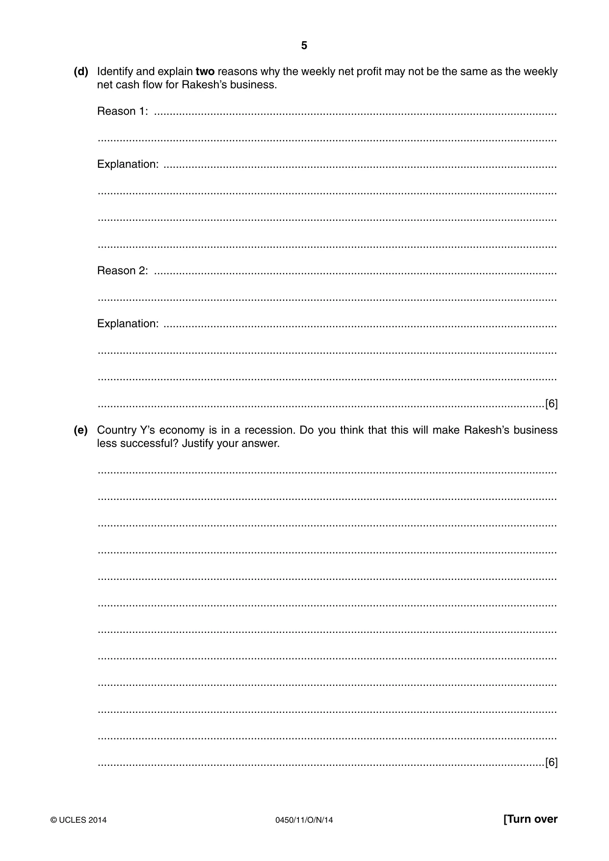 Cambridge IGCSE Business Studies 0450 2014 Oct/Nov Paper 1 · Variant 1 question paper, page 5 of 12