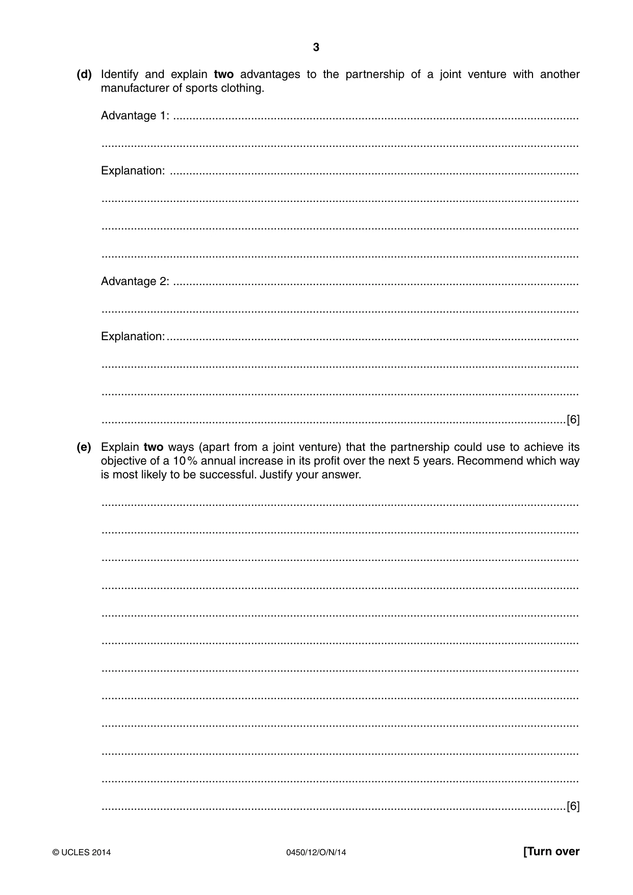 Cambridge IGCSE Business Studies 0450 2014 Oct/Nov Paper 1 · Variant 2 question paper, page 3 of 12