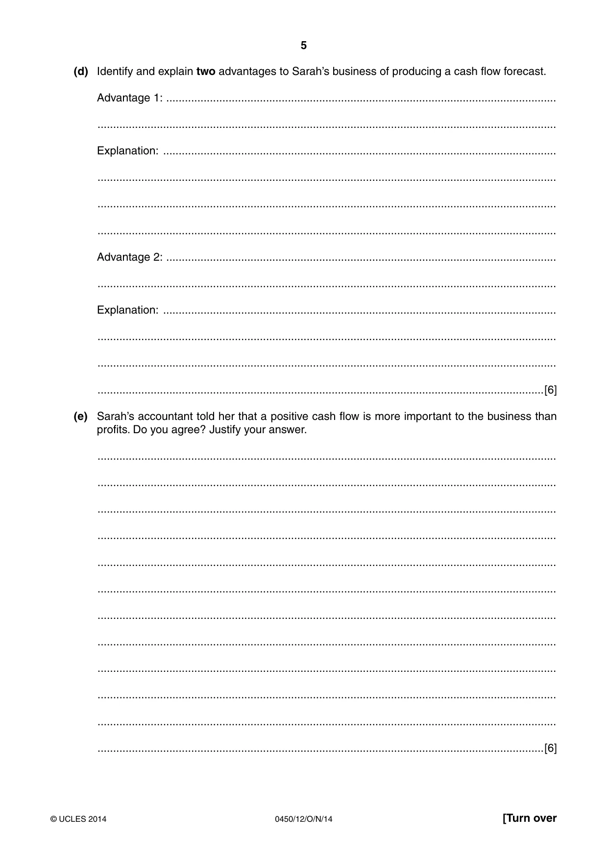 Cambridge IGCSE Business Studies 0450 2014 Oct/Nov Paper 1 · Variant 2 question paper, page 5 of 12