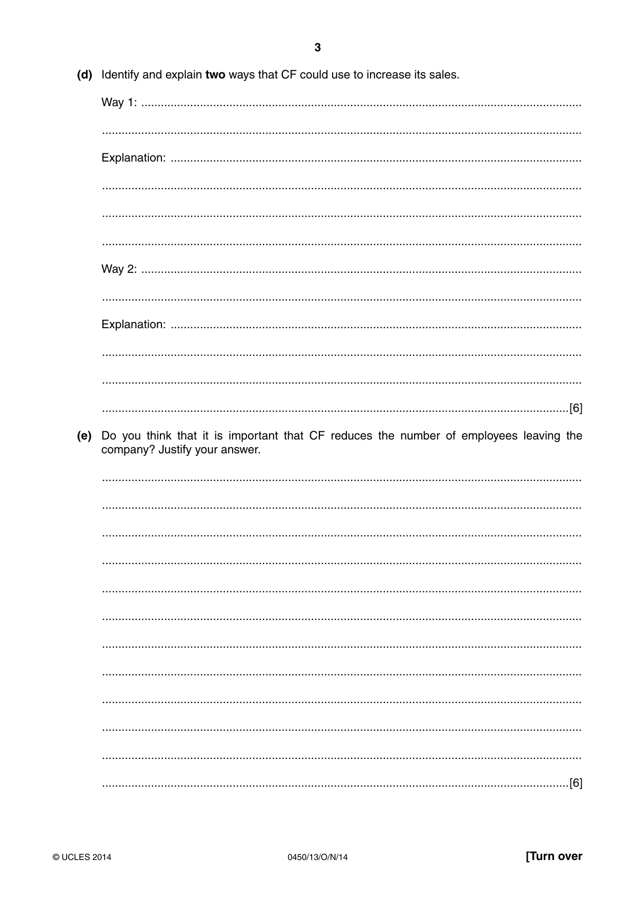 Cambridge IGCSE Business Studies 0450 2014 Oct/Nov Paper 1 · Variant 3 question paper, page 3 of 12