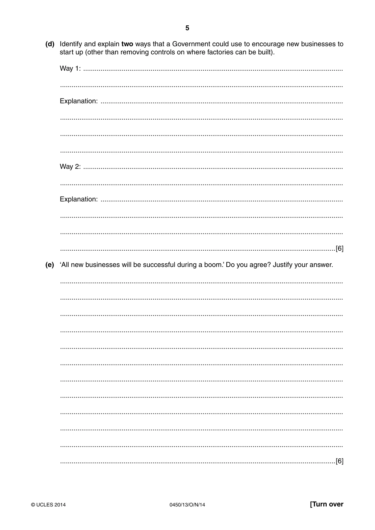 Cambridge IGCSE Business Studies 0450 2014 Oct/Nov Paper 1 · Variant 3 question paper, page 5 of 12