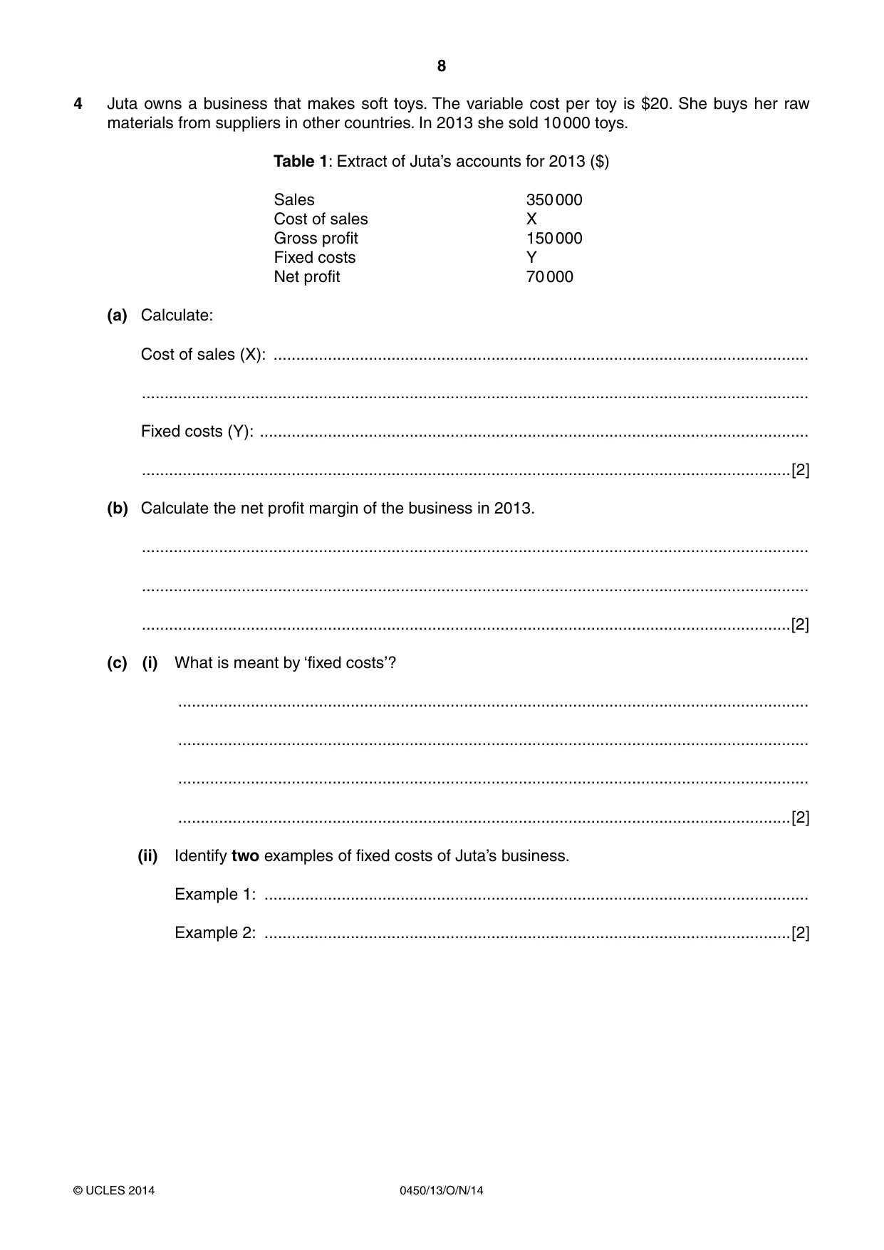 Cambridge IGCSE Business Studies 0450 2014 Oct/Nov Paper 1 · Variant 3 question paper, page 8 of 12