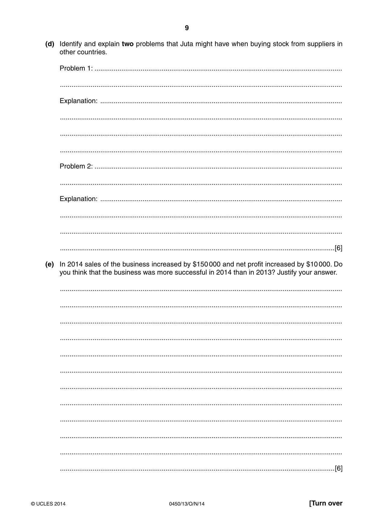 Cambridge IGCSE Business Studies 0450 2014 Oct/Nov Paper 1 · Variant 3 question paper, page 9 of 12