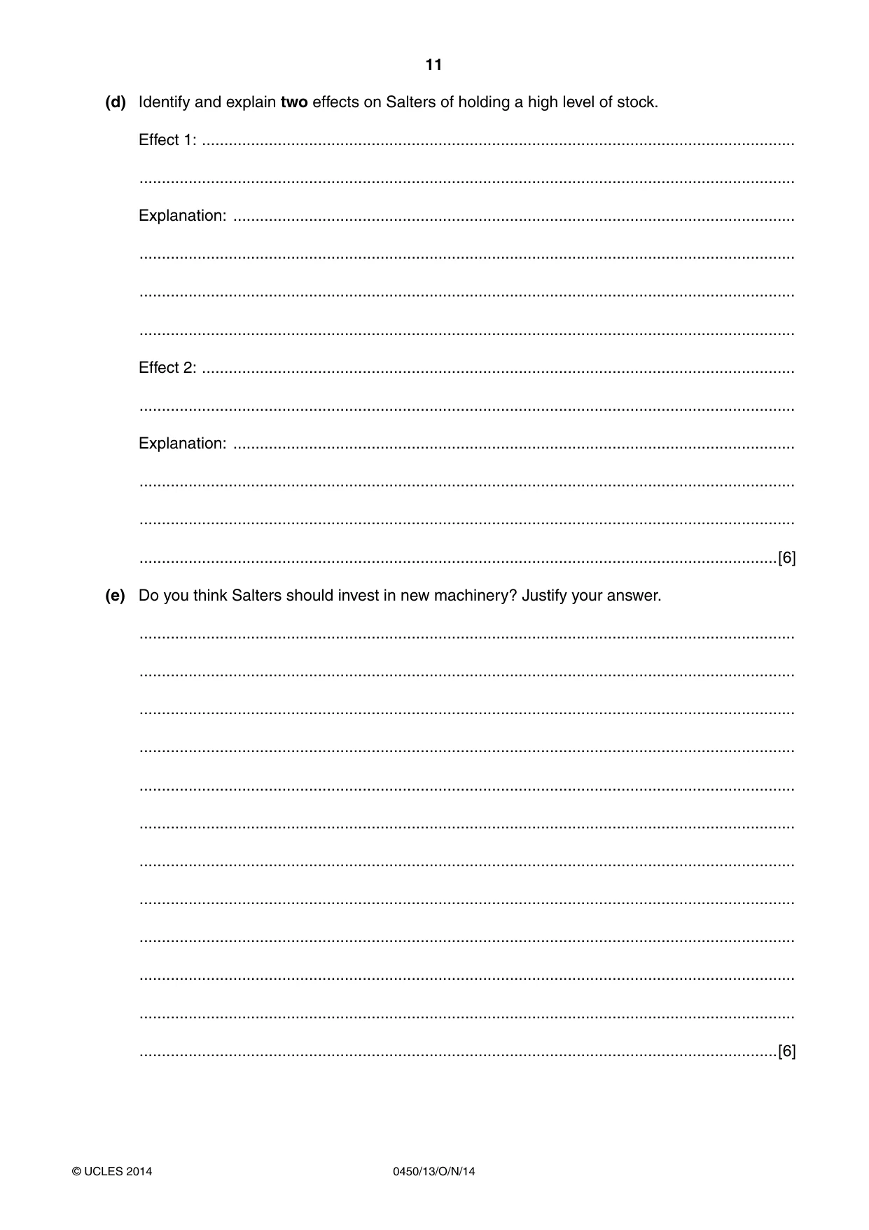 Cambridge IGCSE Business Studies 0450 2014 Oct/Nov Paper 1 · Variant 3 question paper, page 11 of 12