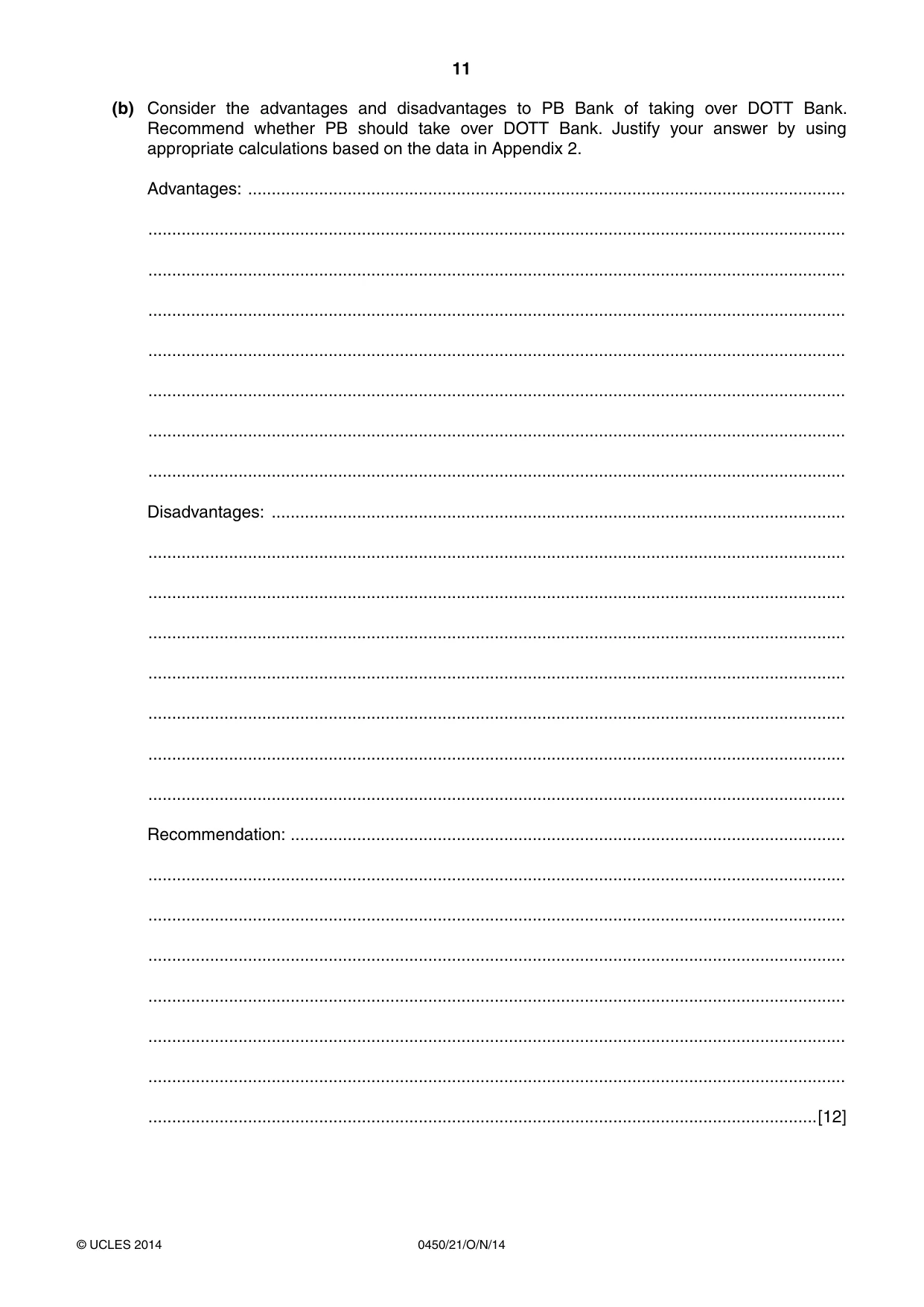 Cambridge IGCSE Business Studies 0450 2014 Oct/Nov Paper 2 · Variant 1 question paper, page 11 of 12