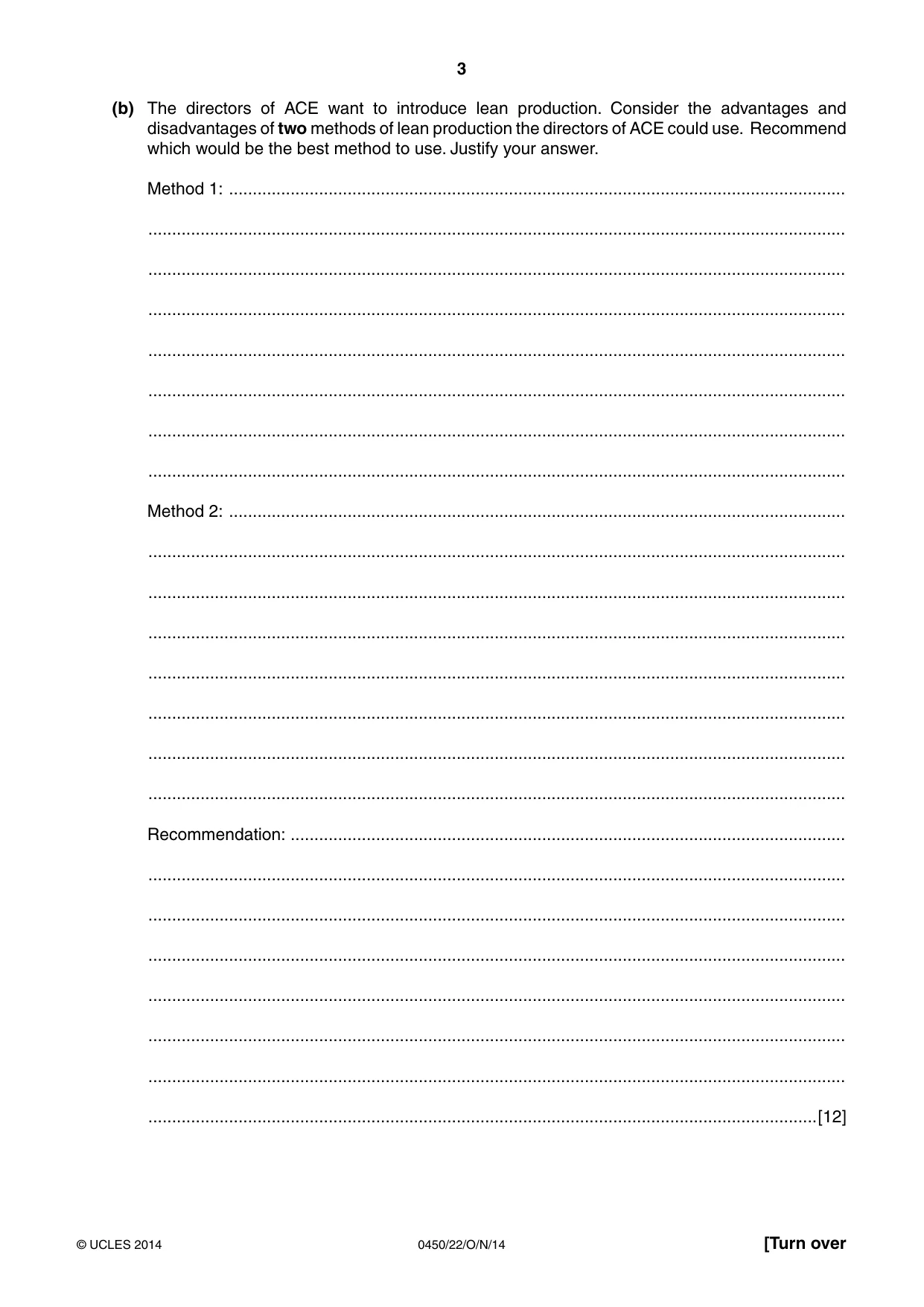 Cambridge IGCSE Business Studies 0450 2014 Oct/Nov Paper 2 · Variant 2 question paper, page 3 of 12