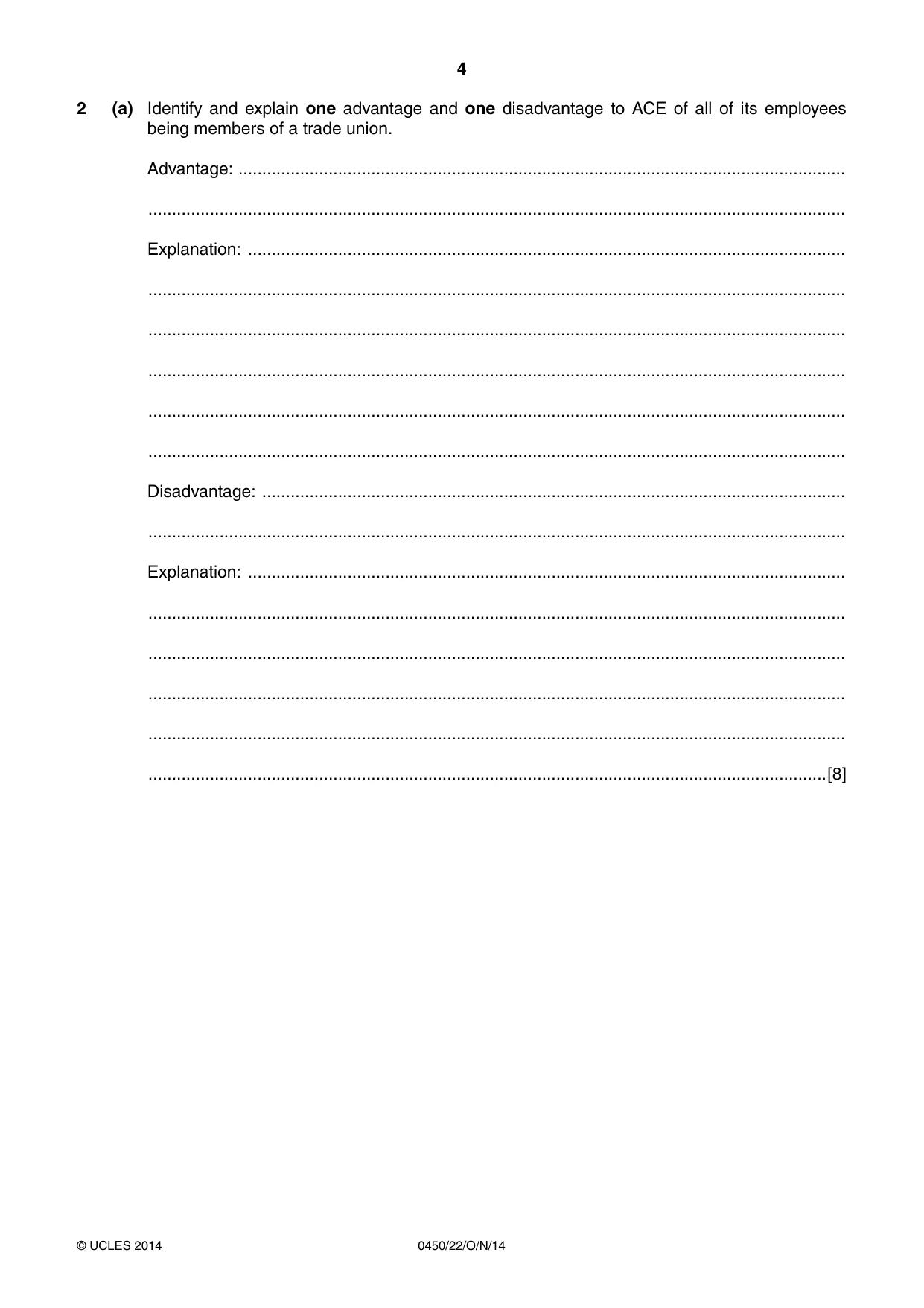 Cambridge IGCSE Business Studies 0450 2014 Oct/Nov Paper 2 · Variant 2 question paper, page 4 of 12