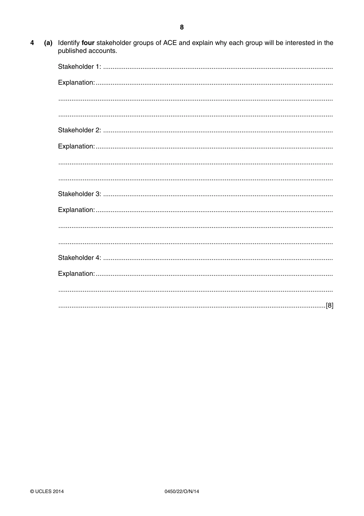 Cambridge IGCSE Business Studies 0450 2014 Oct/Nov Paper 2 · Variant 2 question paper, page 8 of 12