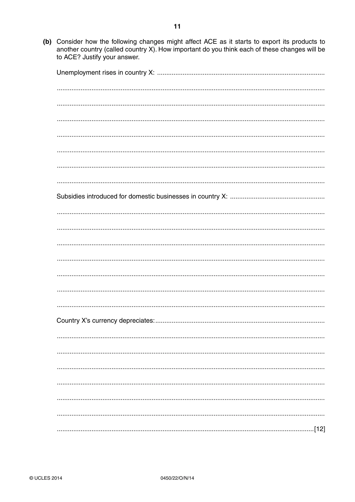 Cambridge IGCSE Business Studies 0450 2014 Oct/Nov Paper 2 · Variant 2 question paper, page 11 of 12