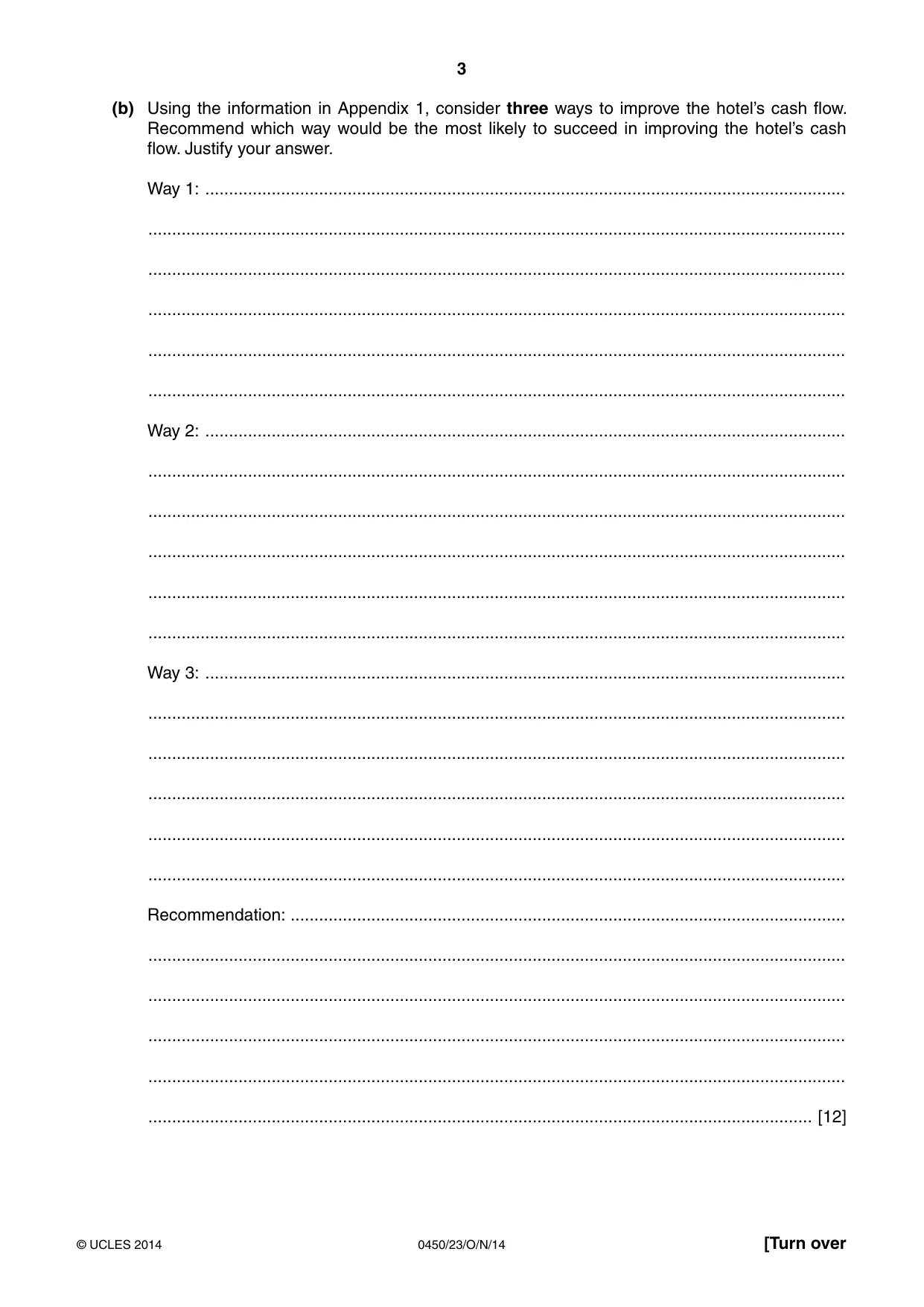 Cambridge IGCSE Business Studies 0450 2014 Oct/Nov Paper 2 · Variant 3 question paper, page 3 of 12