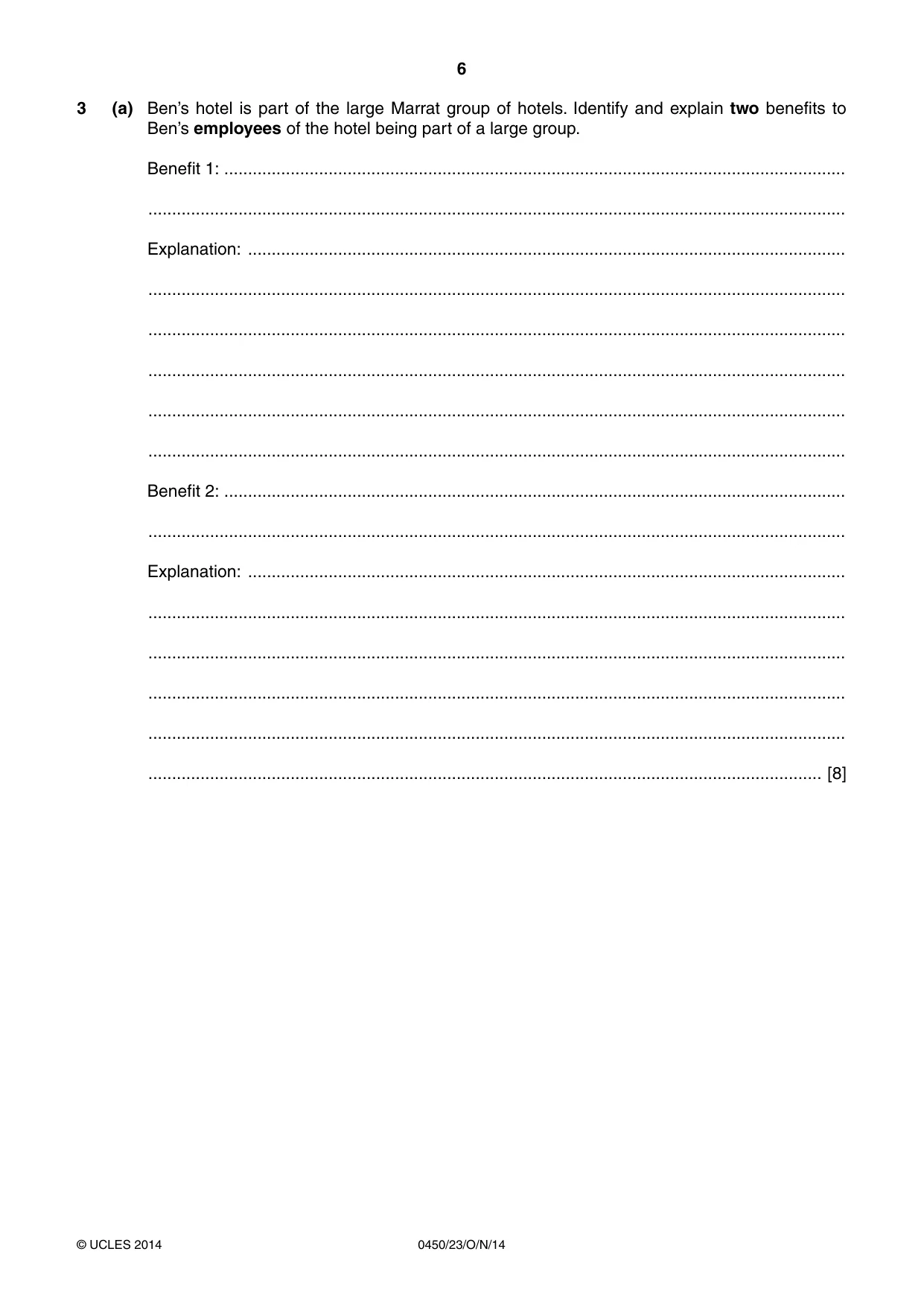 Cambridge IGCSE Business Studies 0450 2014 Oct/Nov Paper 2 · Variant 3 question paper, page 6 of 12