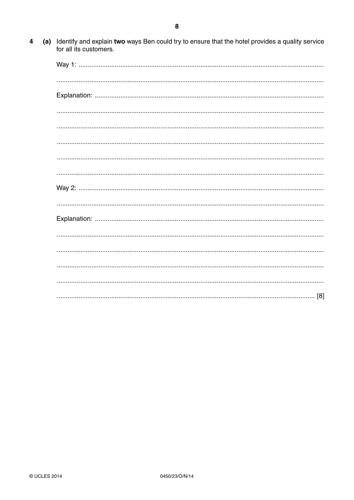 Cambridge IGCSE Business Studies 0450 2014 Oct/Nov Paper 2 · Variant 3 question paper, page 8 of 12