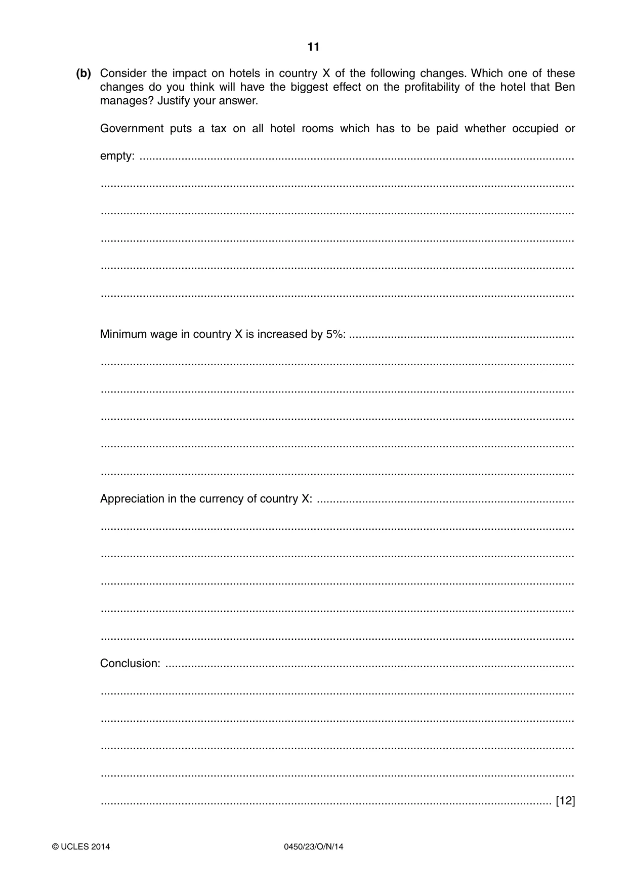 Cambridge IGCSE Business Studies 0450 2014 Oct/Nov Paper 2 · Variant 3 question paper, page 11 of 12