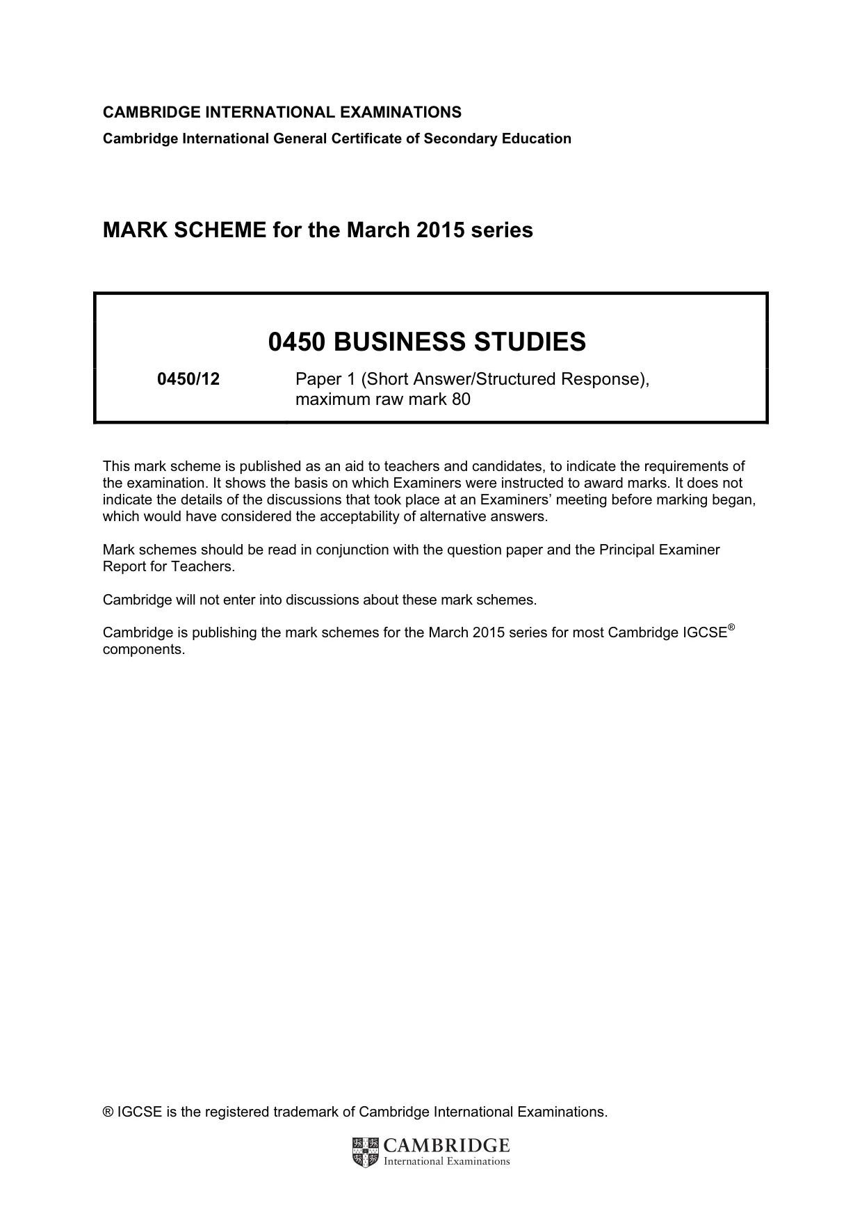 Mark scheme, page 1 of 9