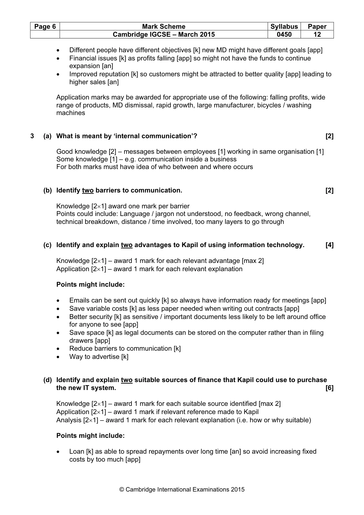 Mark scheme, page 6 of 9