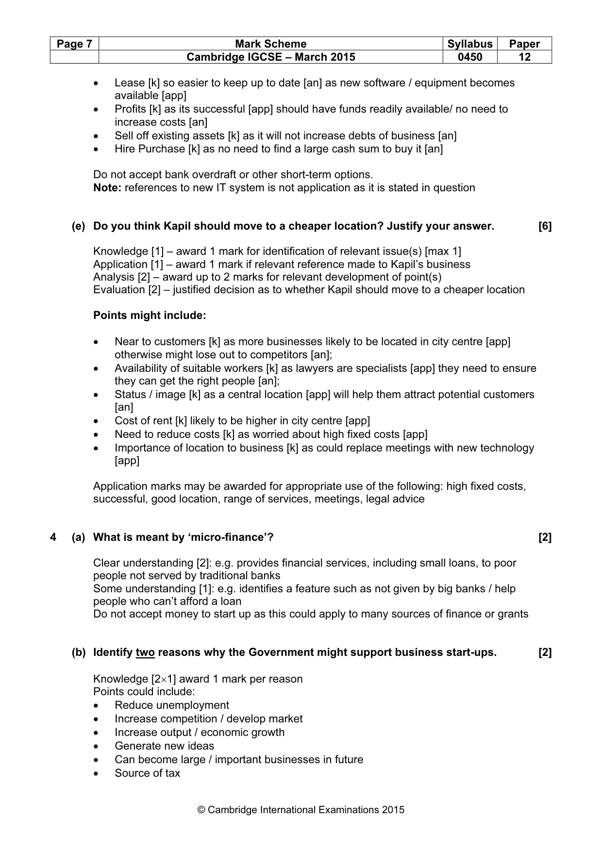 Mark scheme, page 7 of 9