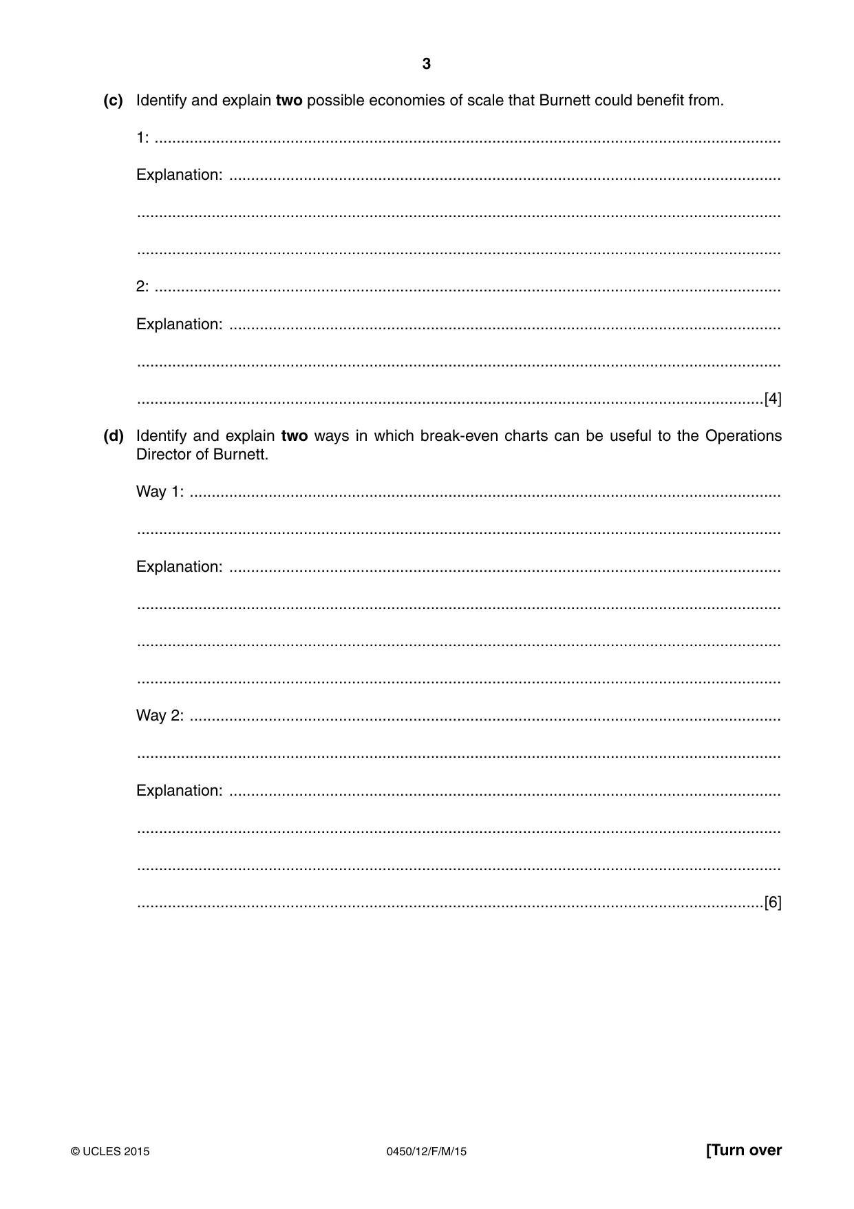 Cambridge IGCSE Business Studies 0450 2015 Feb/March Paper 1 · Variant 2 question paper, page 3 of 12