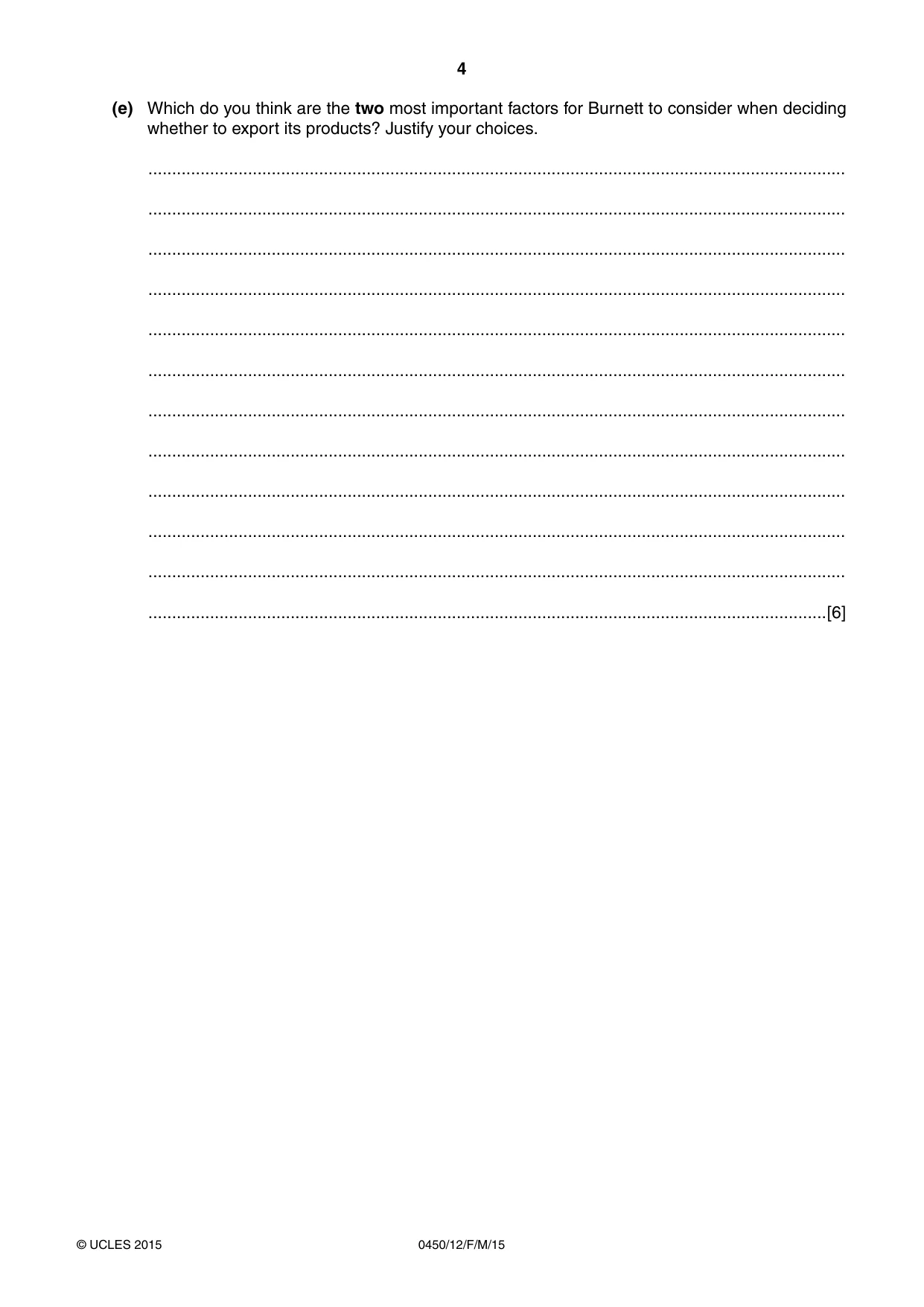 Cambridge IGCSE Business Studies 0450 2015 Feb/March Paper 1 · Variant 2 question paper, page 4 of 12