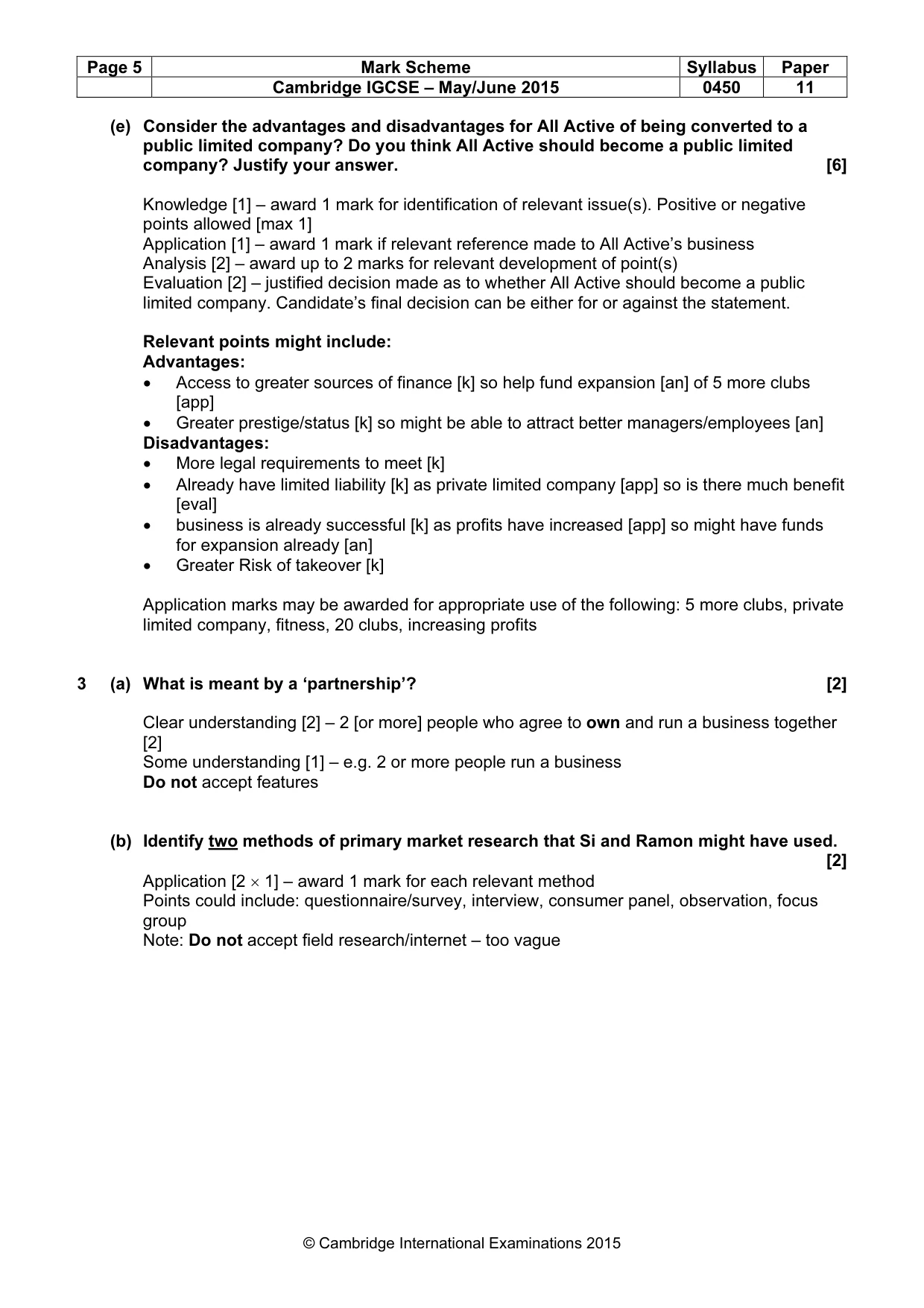 Mark scheme, page 5 of 9