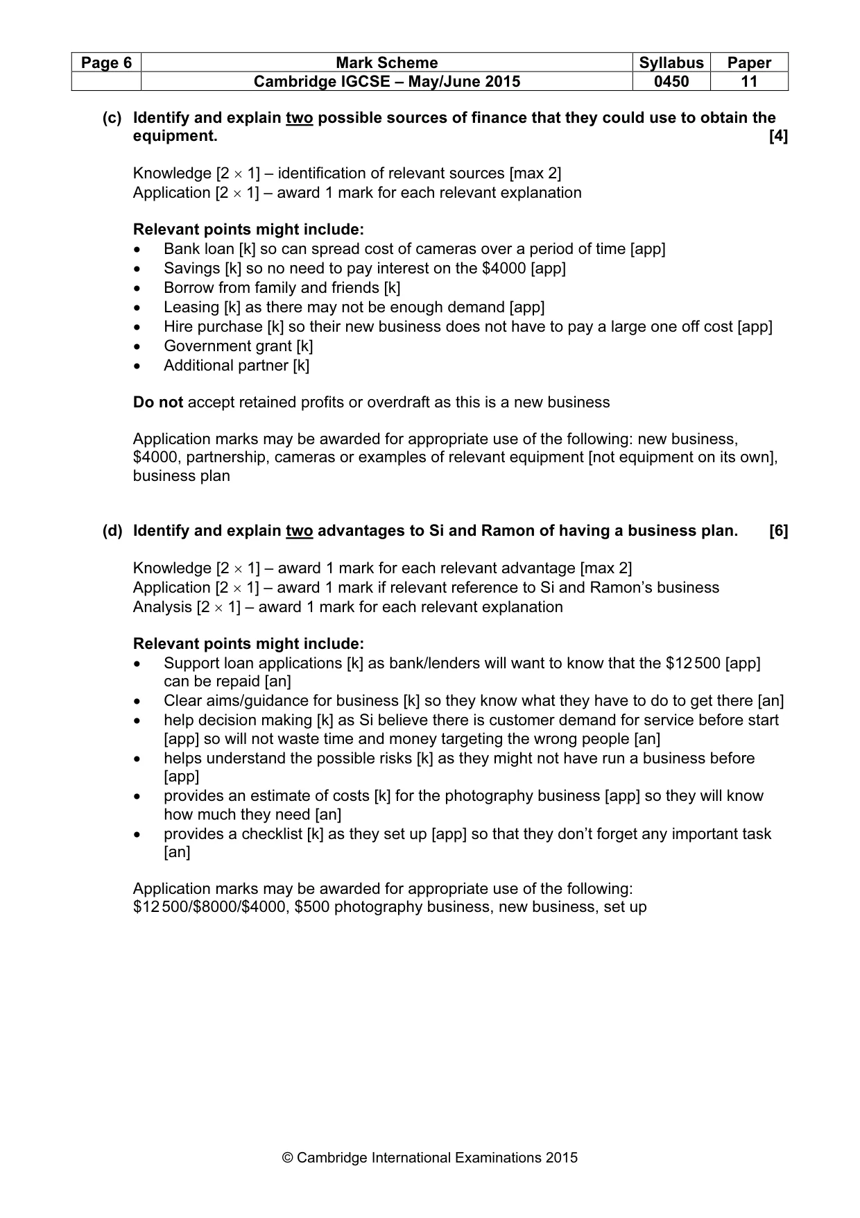 Mark scheme, page 6 of 9