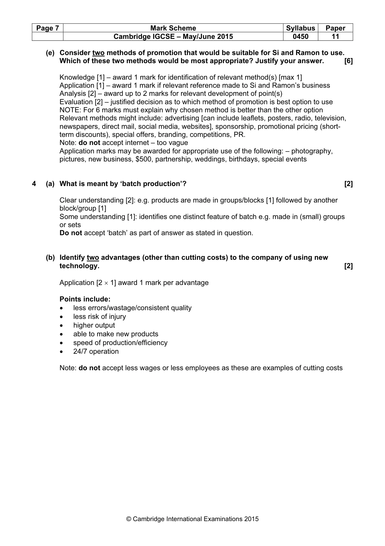 Mark scheme, page 7 of 9