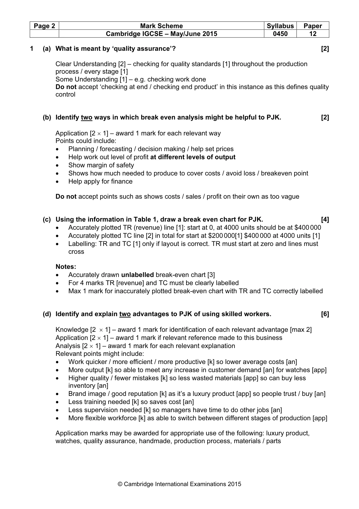 Mark scheme, page 2 of 9