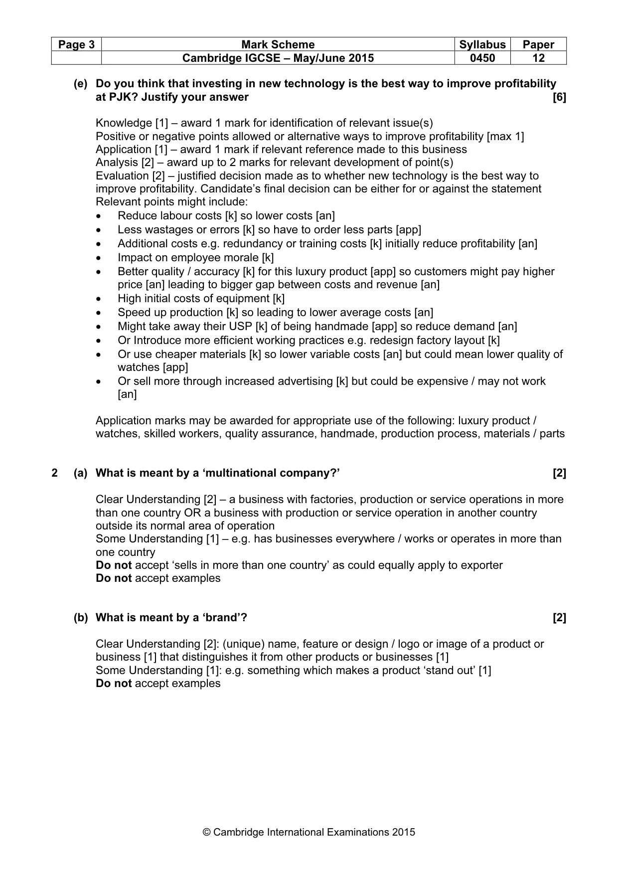 Mark scheme, page 3 of 9