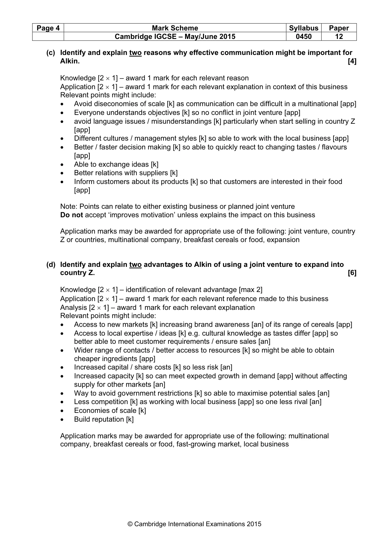 Mark scheme, page 4 of 9