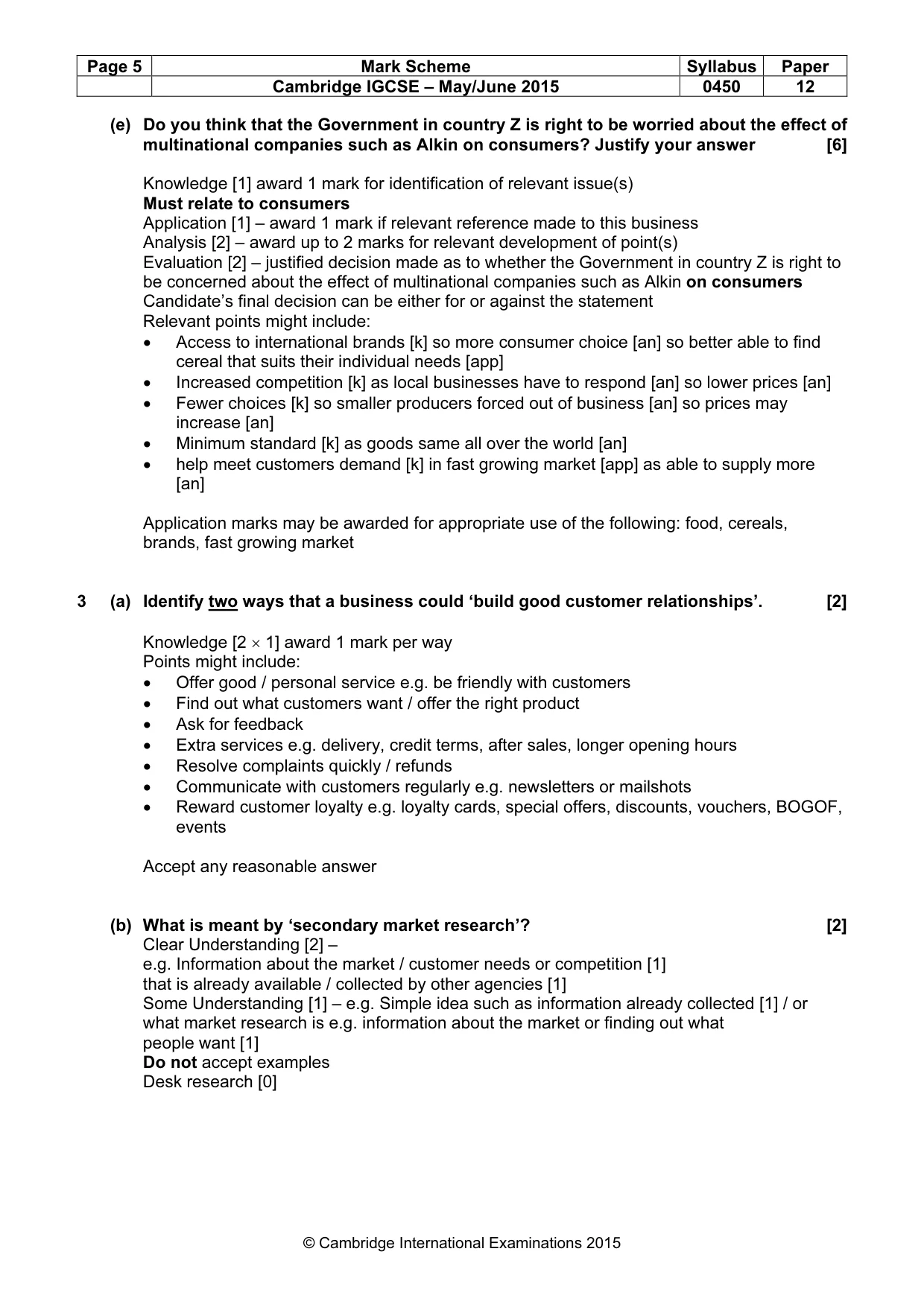 Mark scheme, page 5 of 9