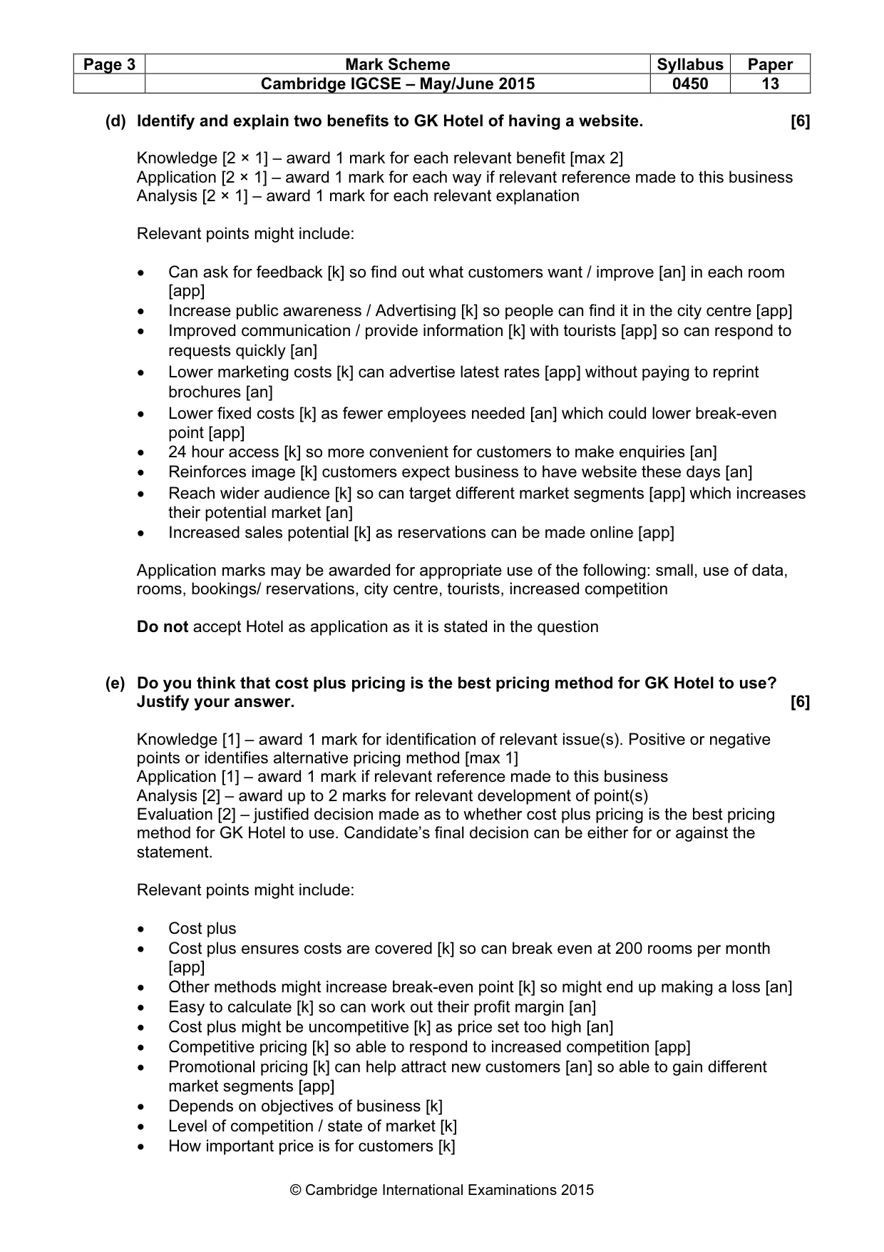 Mark scheme, page 3 of 9