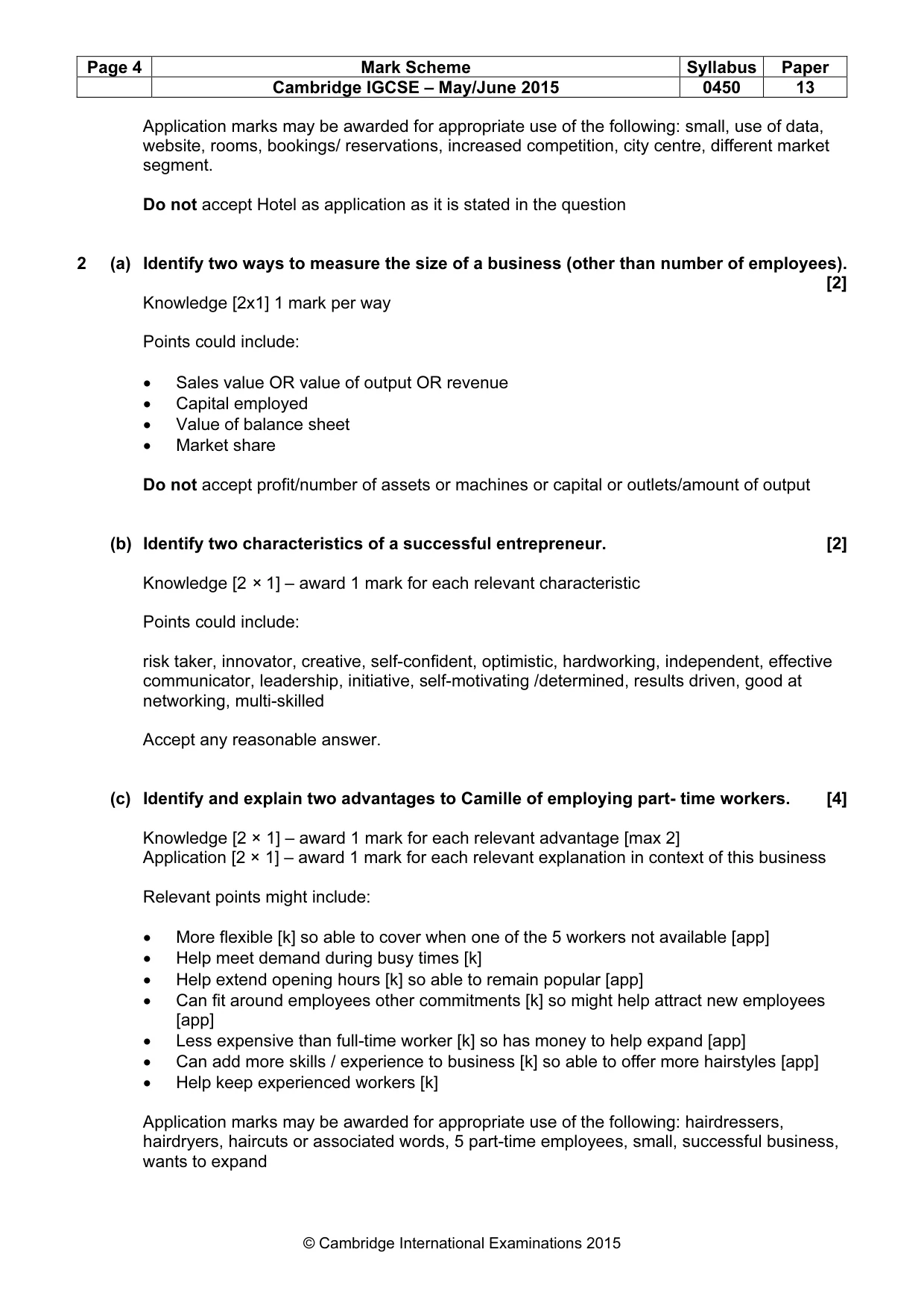 Mark scheme, page 4 of 9