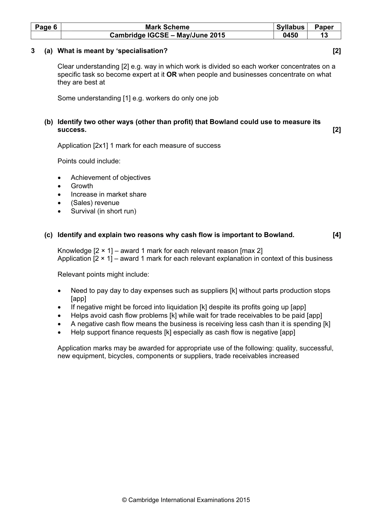 Mark scheme, page 6 of 9
