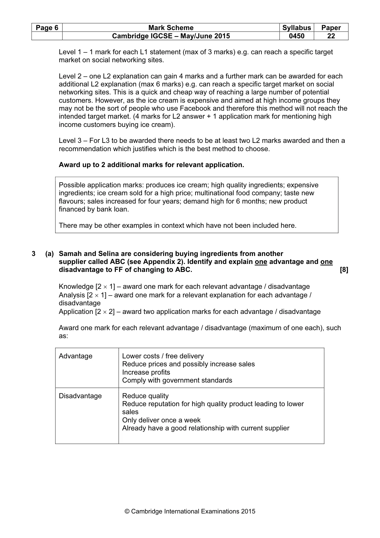 Mark scheme, page 6 of 10