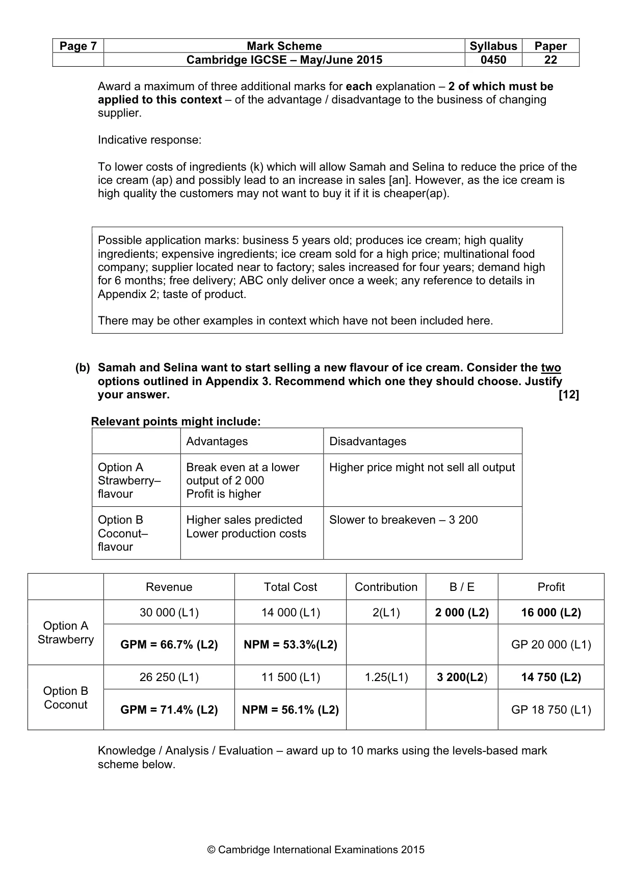 Mark scheme, page 7 of 10