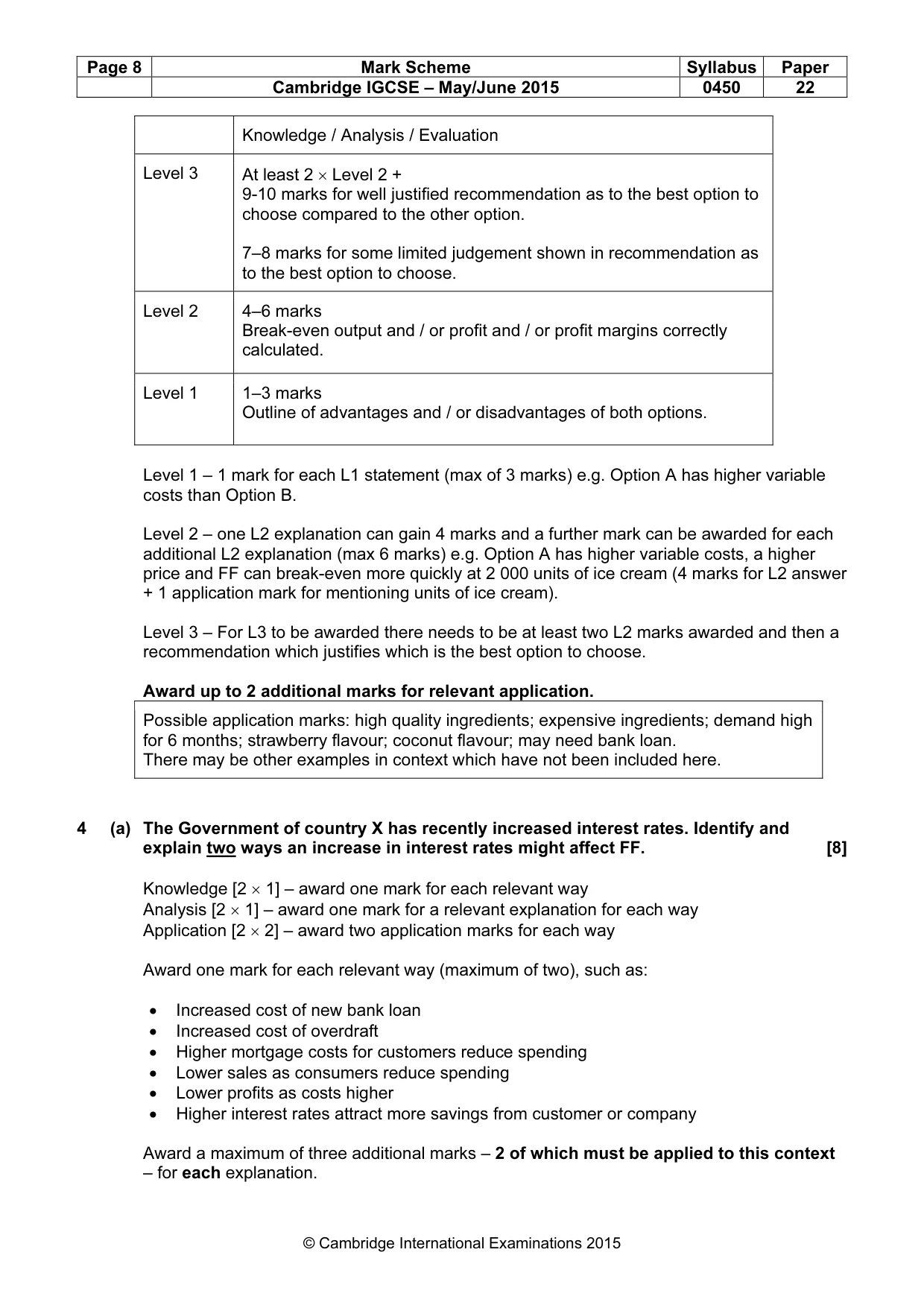 Mark scheme, page 8 of 10