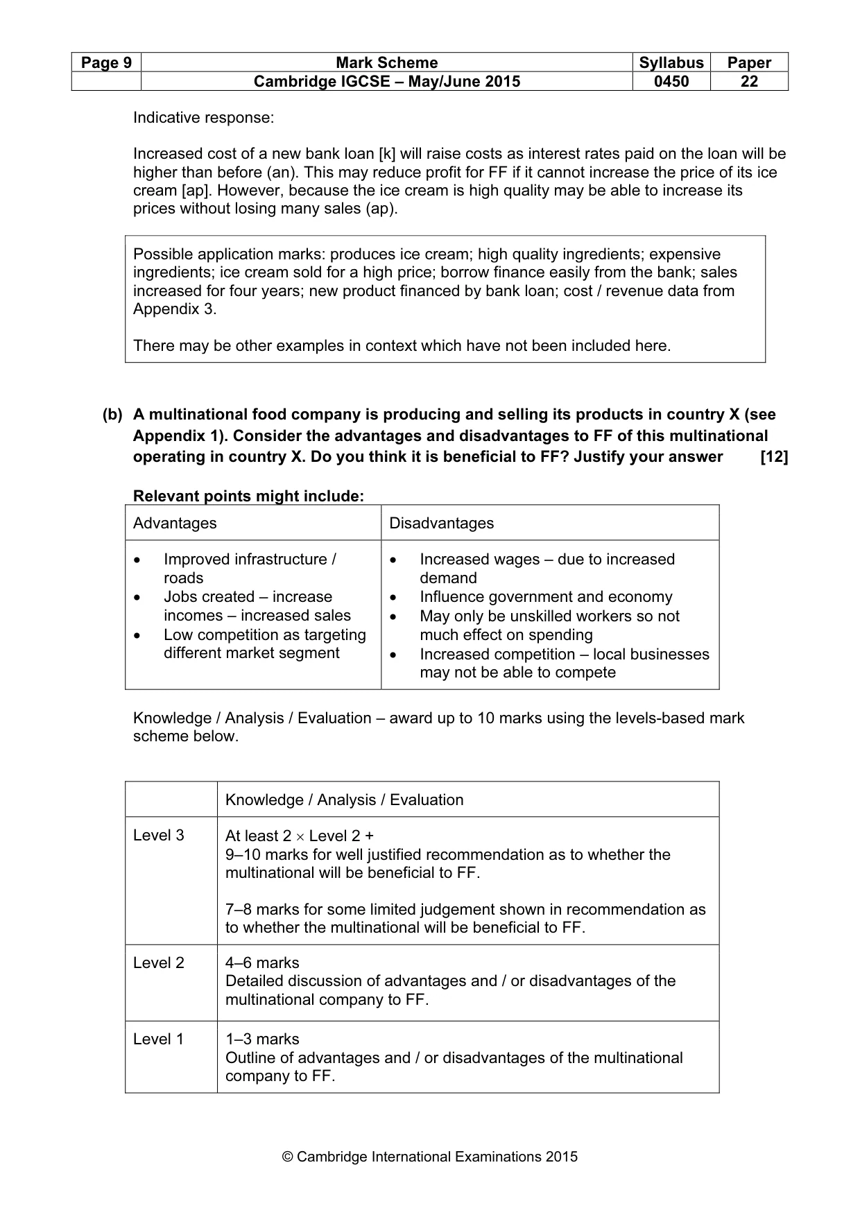 Mark scheme, page 9 of 10