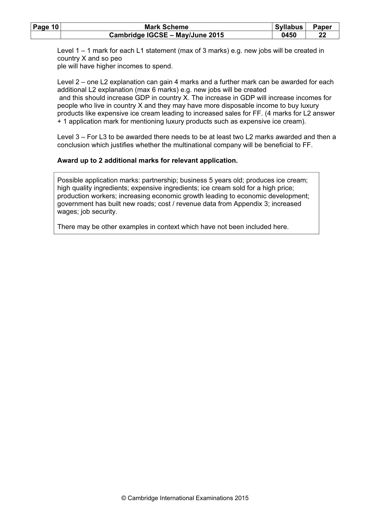 Mark scheme, page 10 of 10