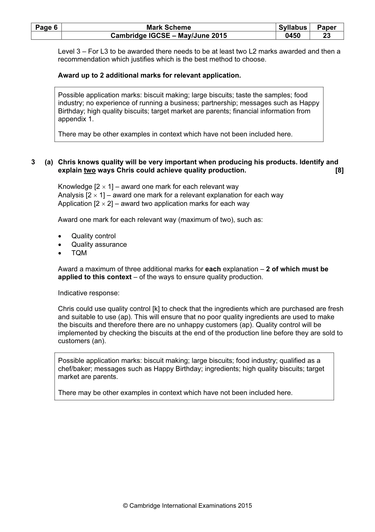 Mark scheme, page 6 of 9