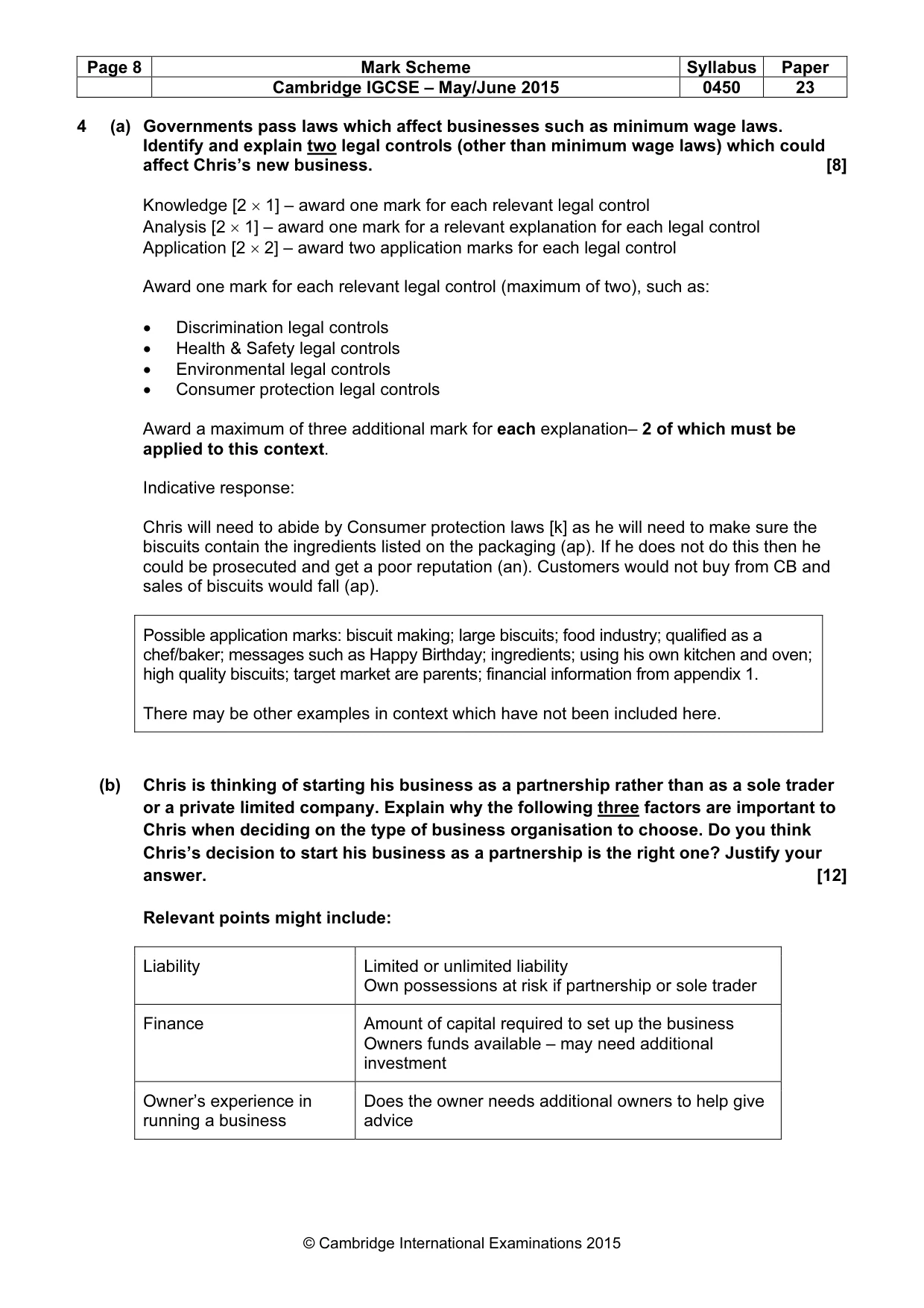 Mark scheme, page 8 of 9
