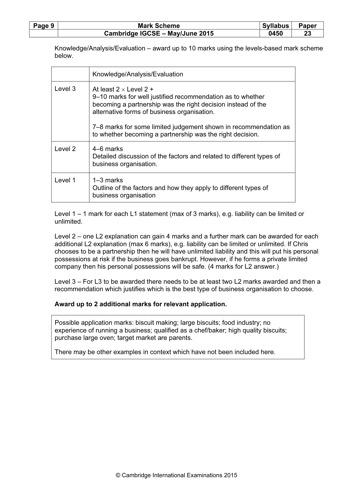 Mark scheme, page 9 of 9