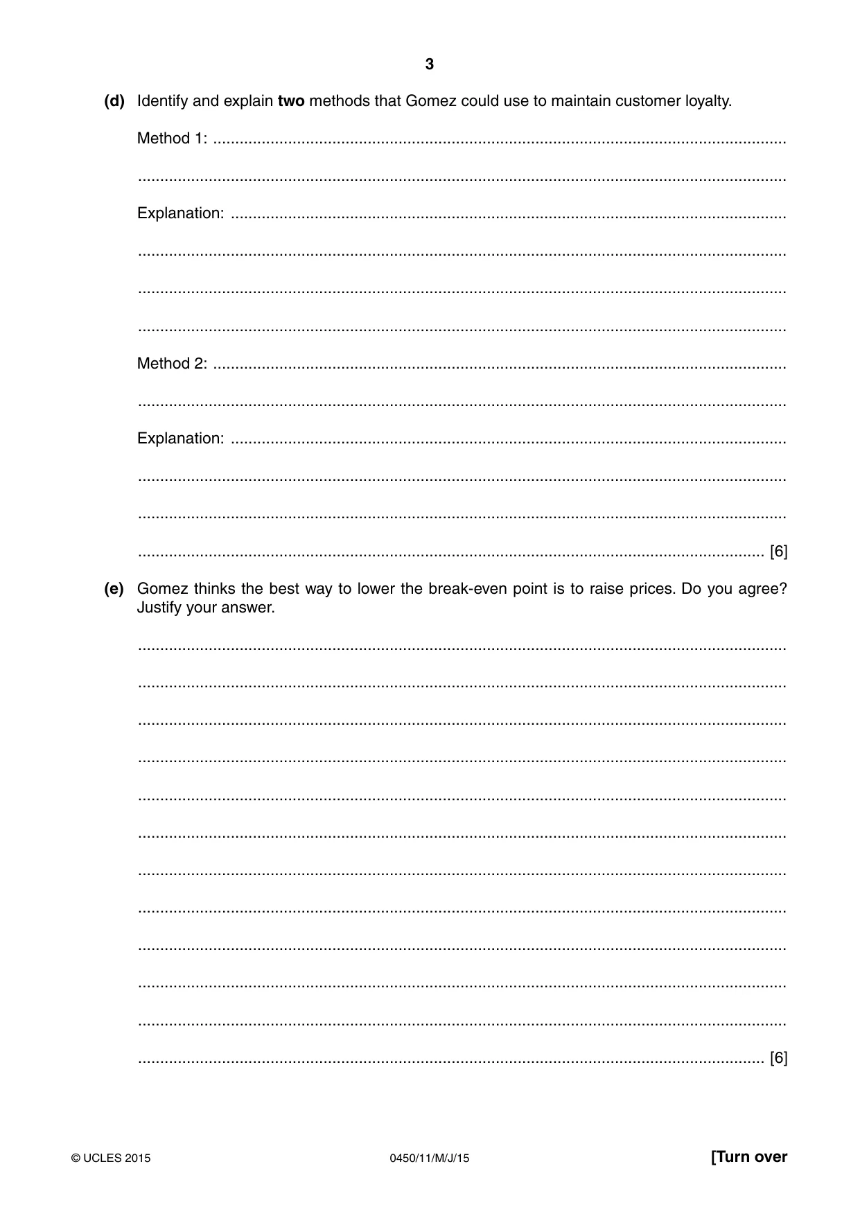 Cambridge IGCSE Business Studies 0450 2015 May/June Paper 1 · Variant 1 question paper, page 3 of 12