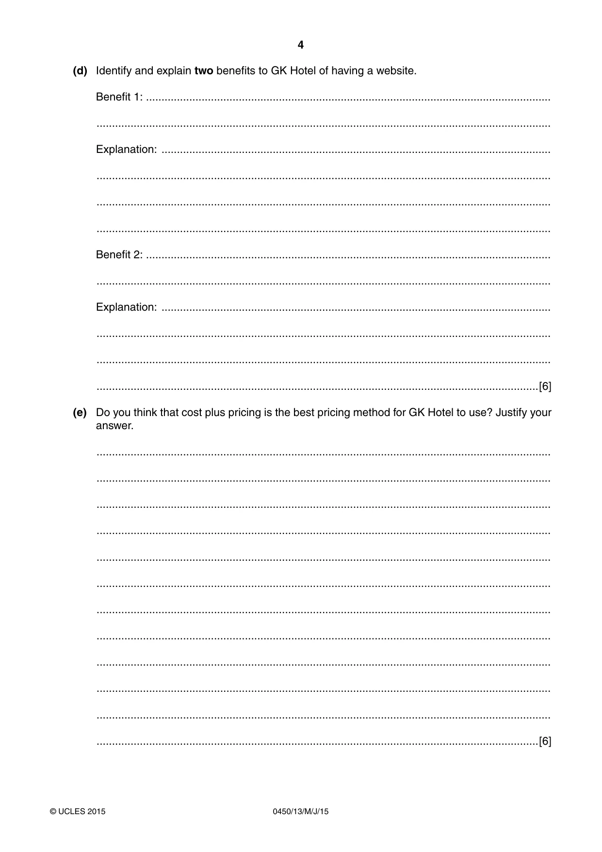 Cambridge IGCSE Business Studies 0450 2015 May/June Paper 1 · Variant 3 question paper, page 4 of 12