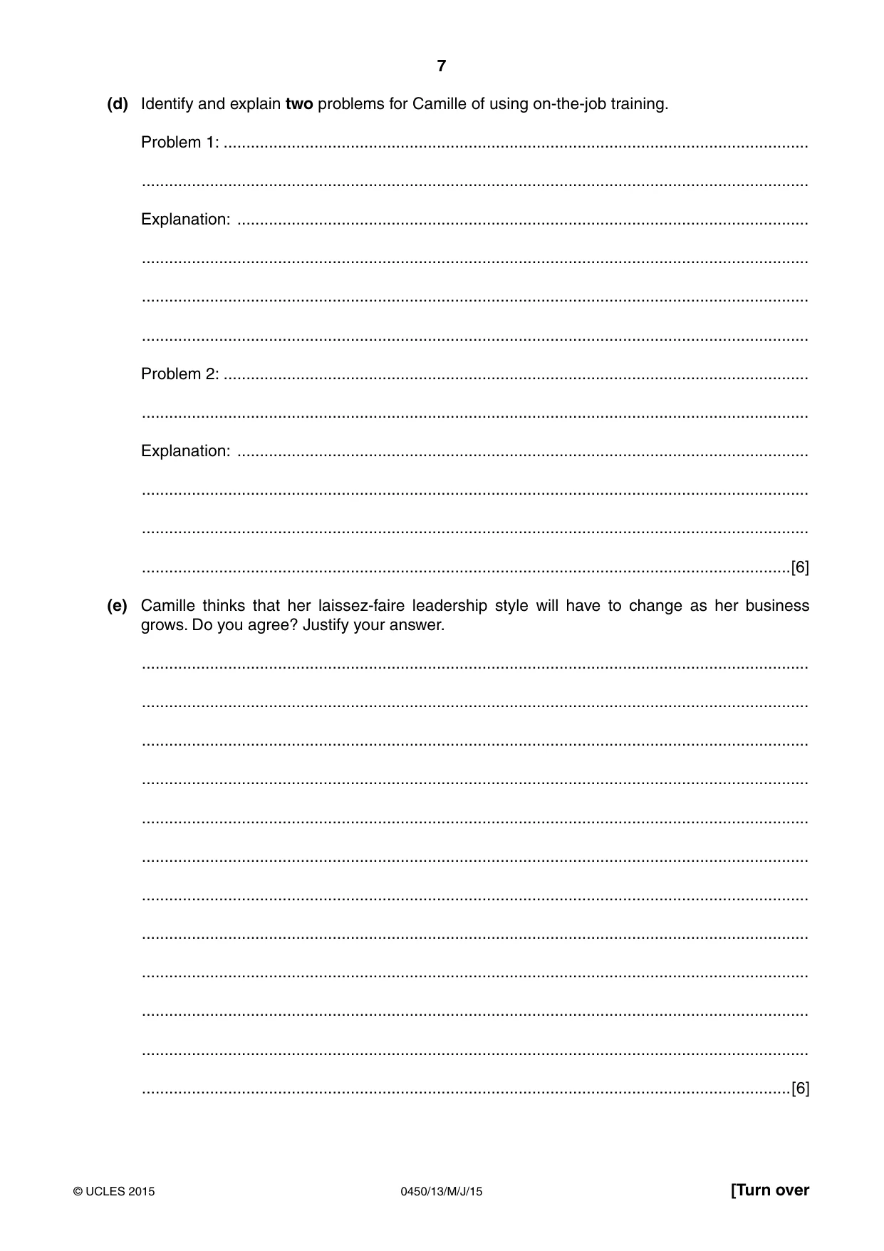 Cambridge IGCSE Business Studies 0450 2015 May/June Paper 1 · Variant 3 question paper, page 7 of 12