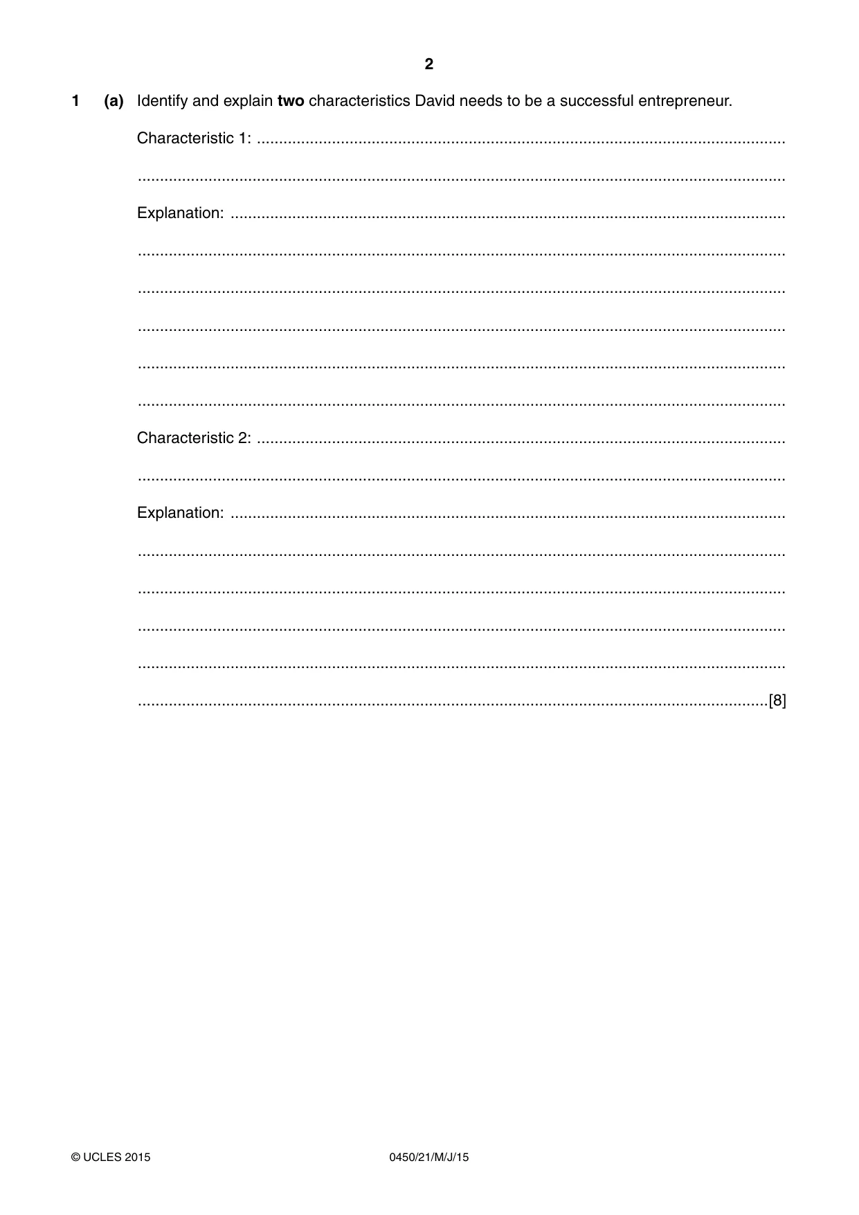 Cambridge IGCSE Business Studies 0450 2015 May/June Paper 2 · Variant 1 question paper, page 2 of 12