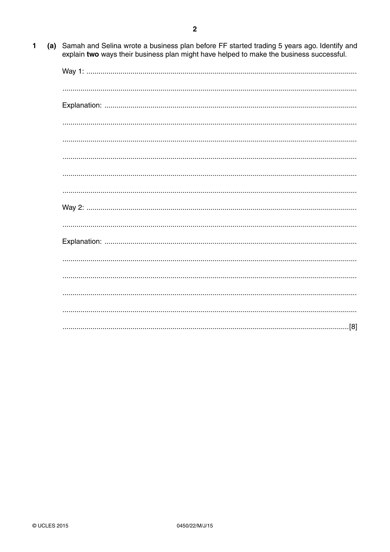 Cambridge IGCSE Business Studies 0450 2015 May/June Paper 2 · Variant 2 question paper, page 2 of 12