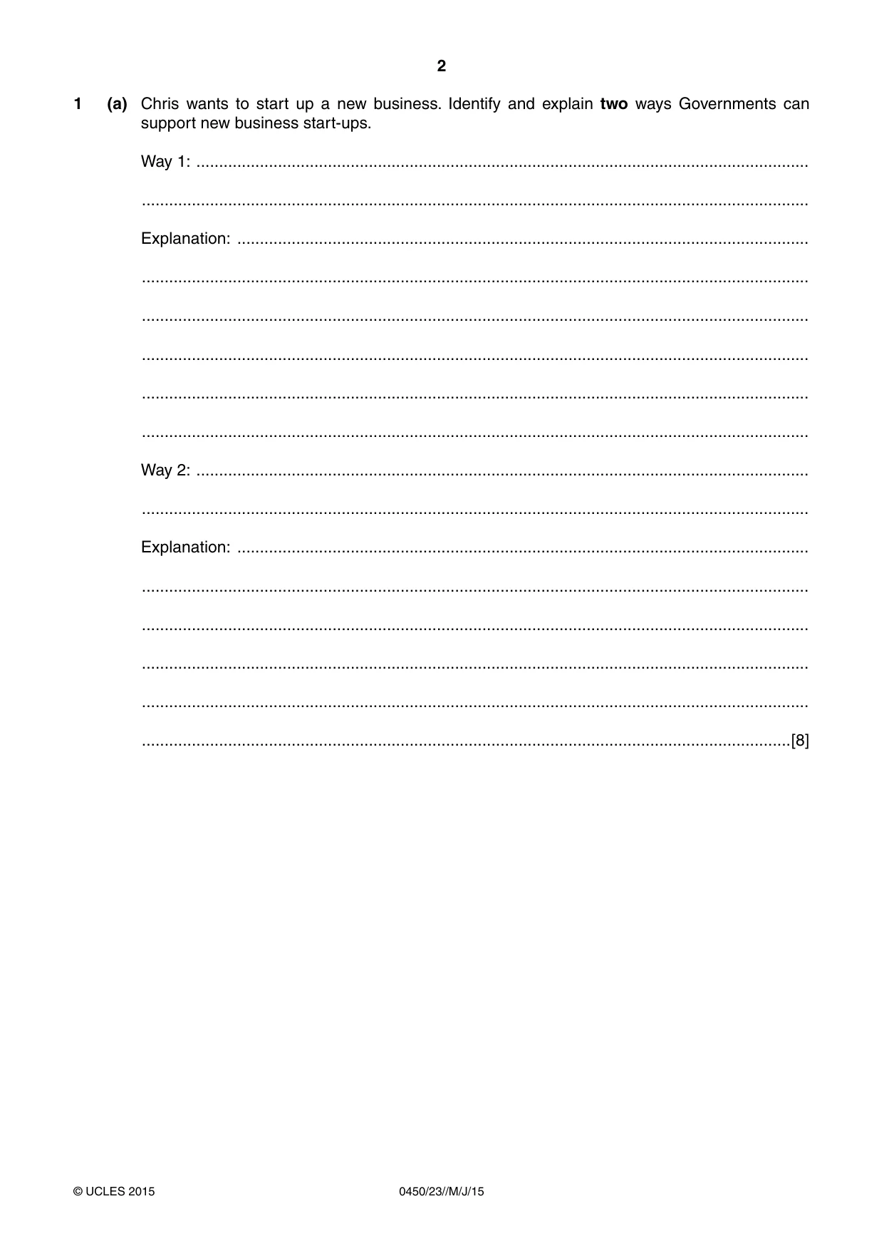 Cambridge IGCSE Business Studies 0450 2015 May/June Paper 2 · Variant 3 question paper, page 2 of 12