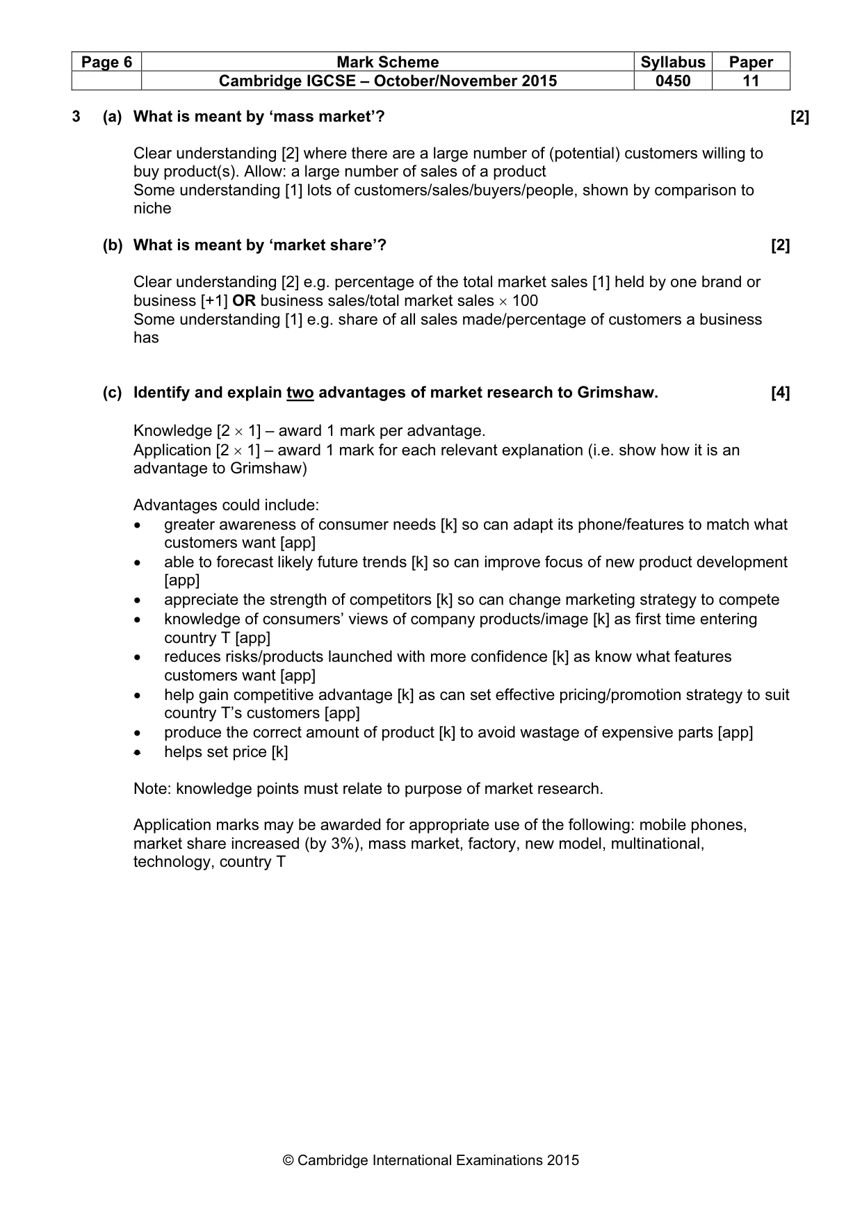 Mark scheme, page 6 of 10