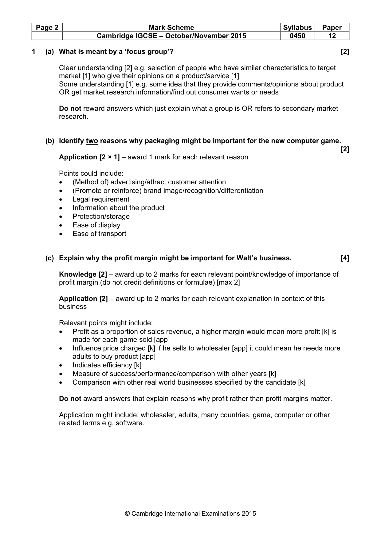 Mark scheme, page 2 of 11