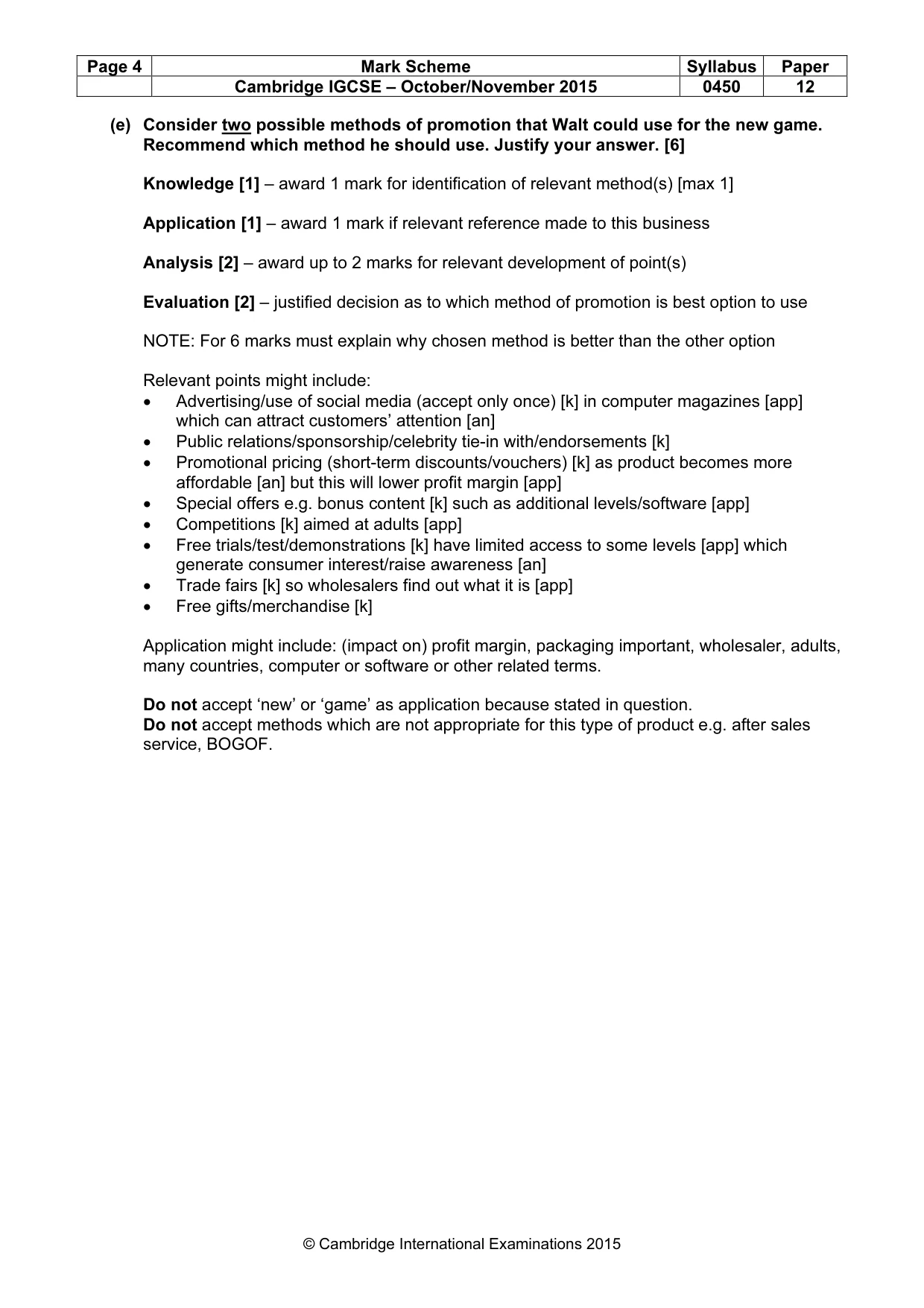 Mark scheme, page 4 of 11