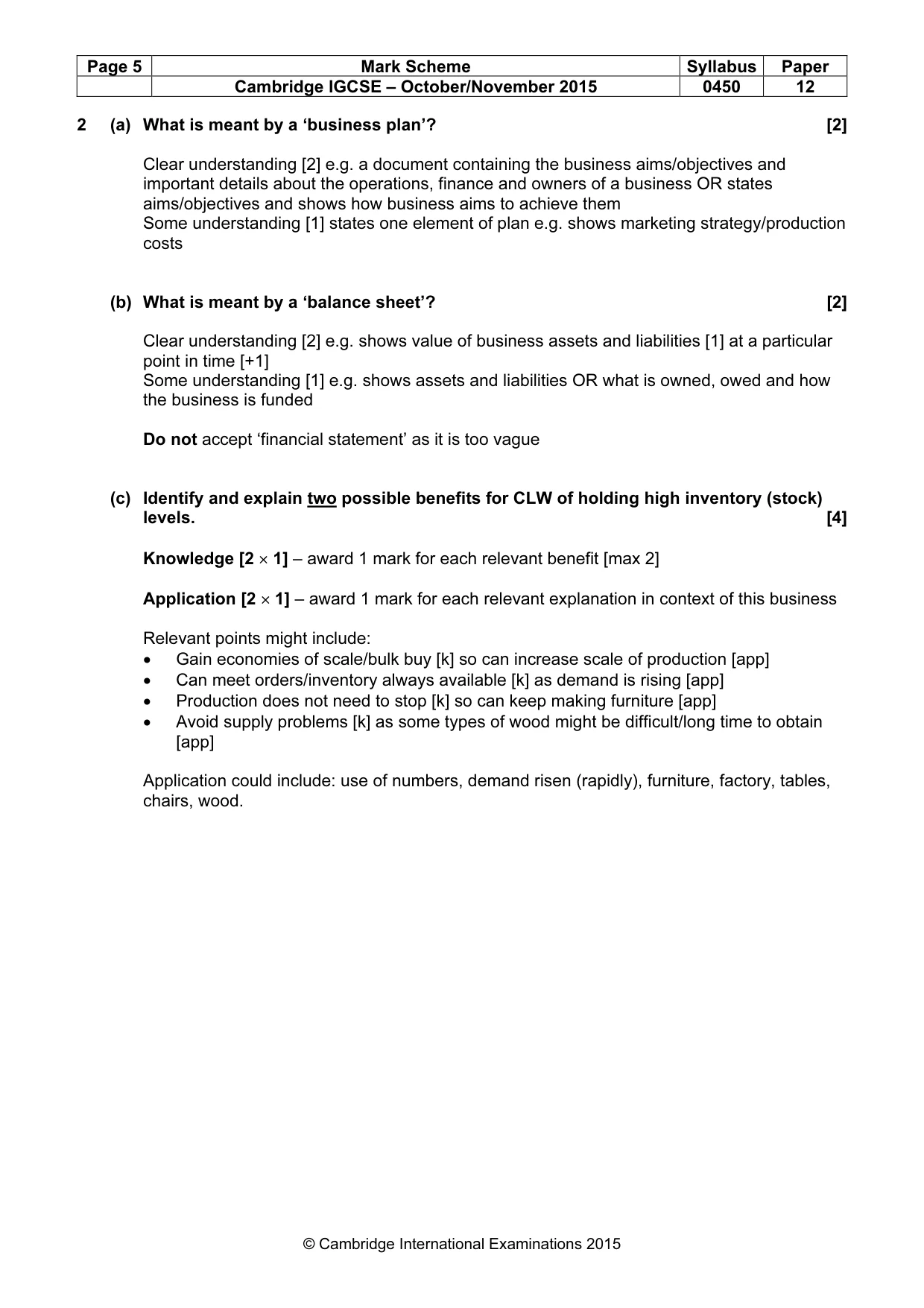Mark scheme, page 5 of 11